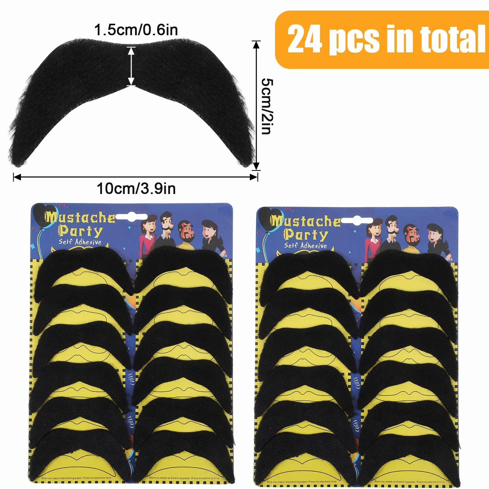 24 sztuki wąsów do przyklejenia, sztuczna broda, czarny, sztuczny sznaucer do przyklejenia, realistyczne wąsy na imprezy kostiumowe, Halloween, Boże Narodzenie, urodziny i imprezę