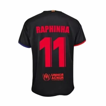 Barcelona FC Koszulka i spodnie drugiego stroju sezon 2024/2025 - Oficjalna licencjonowana replika - Raphinha - Dziecko rozmiar 14