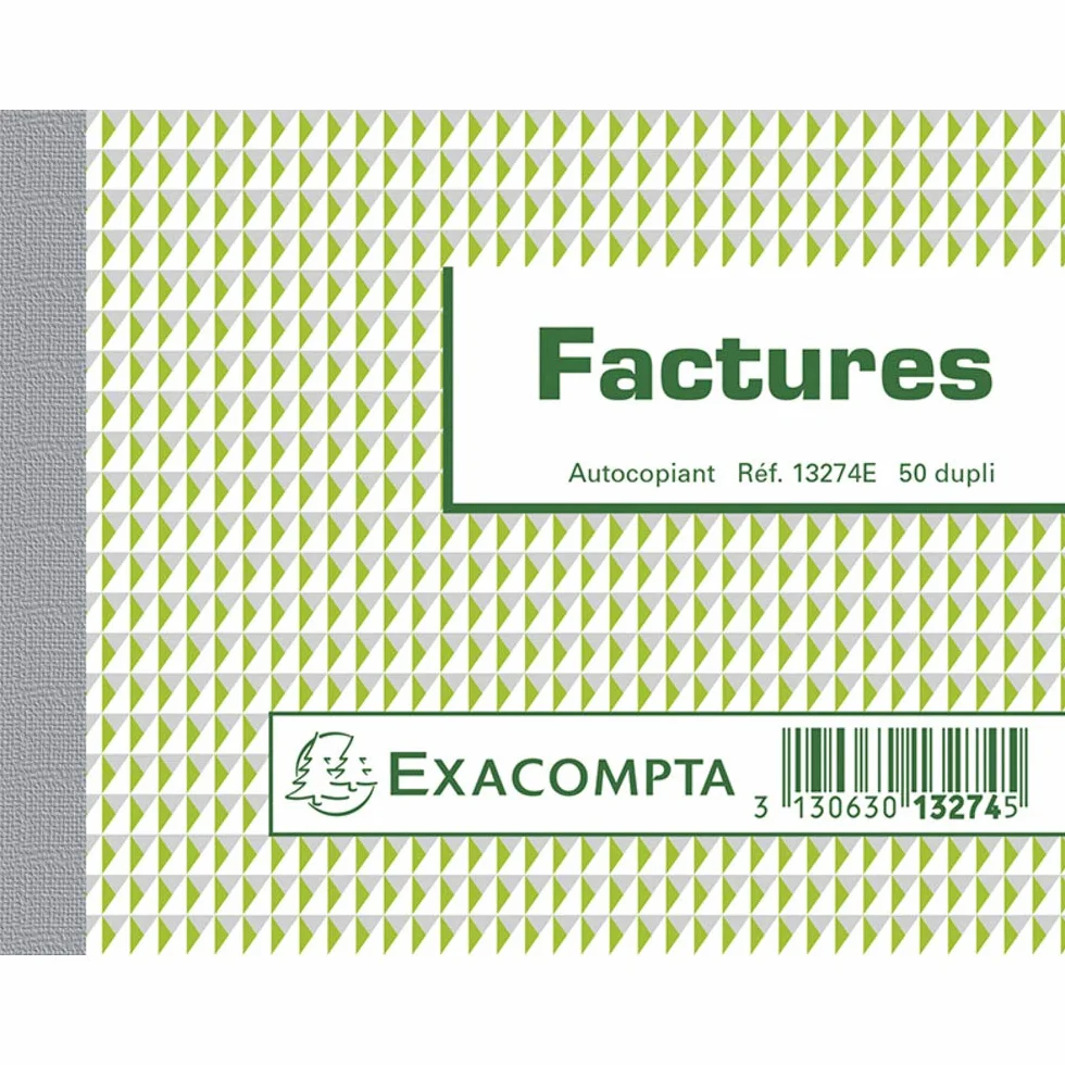 Exacompta komercyjny formularz do faktury, 10,5 x 13,5 cm, pozioma, duplikatowa kopia bez węgla, 50 stron (nadruk francuski)