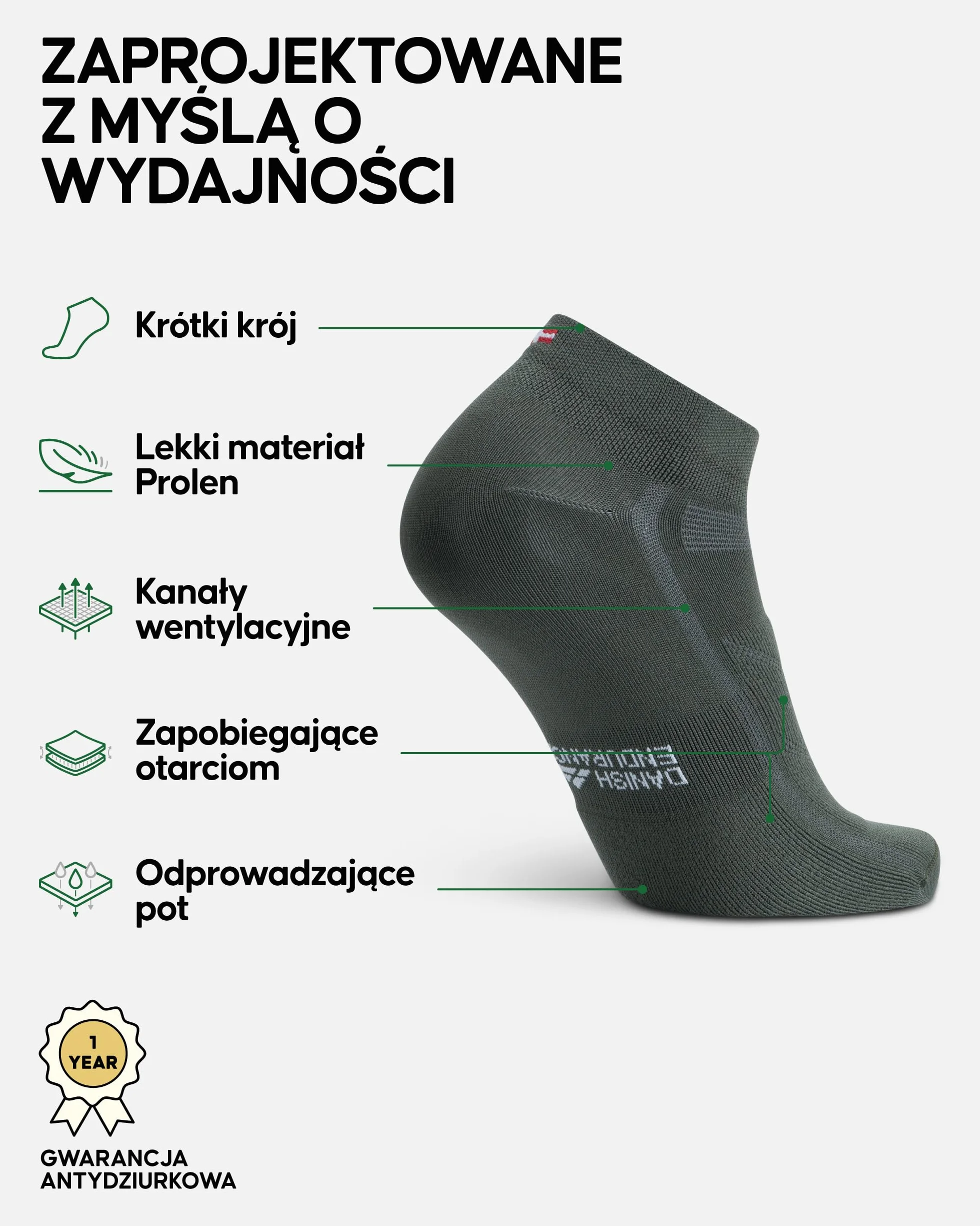 DANISH ENDURANCE Skarpety Kolarskie na Lato, Niskie Skarpety Rowerowe Szybkoschnące z Ochroną Przeciw Pęcherzom, Oddychające, dla Mężczyzn i Kobiet, Unisex, 3-Pak