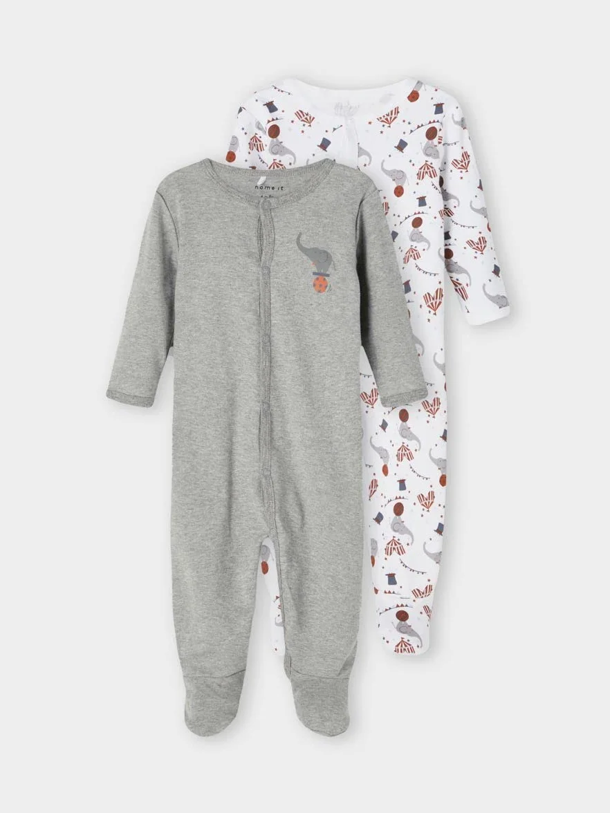 NAME IT Kapcie dla niemowlęcia/dziecka Uniseks - dzieci Nbnnightsuit 2p W/F Grey Mel Circus Noos