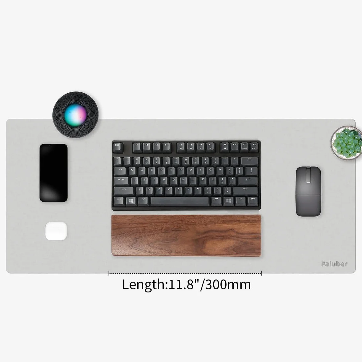 Faluber Drewniana podkładka pod nadgarstek, kompaktowa, drewno orzechowe, mechaniczna klawiatura do gier, ergonomiczna podpórka pod nadgarstki, grubość 20 mm, mała, drewno orzechowe