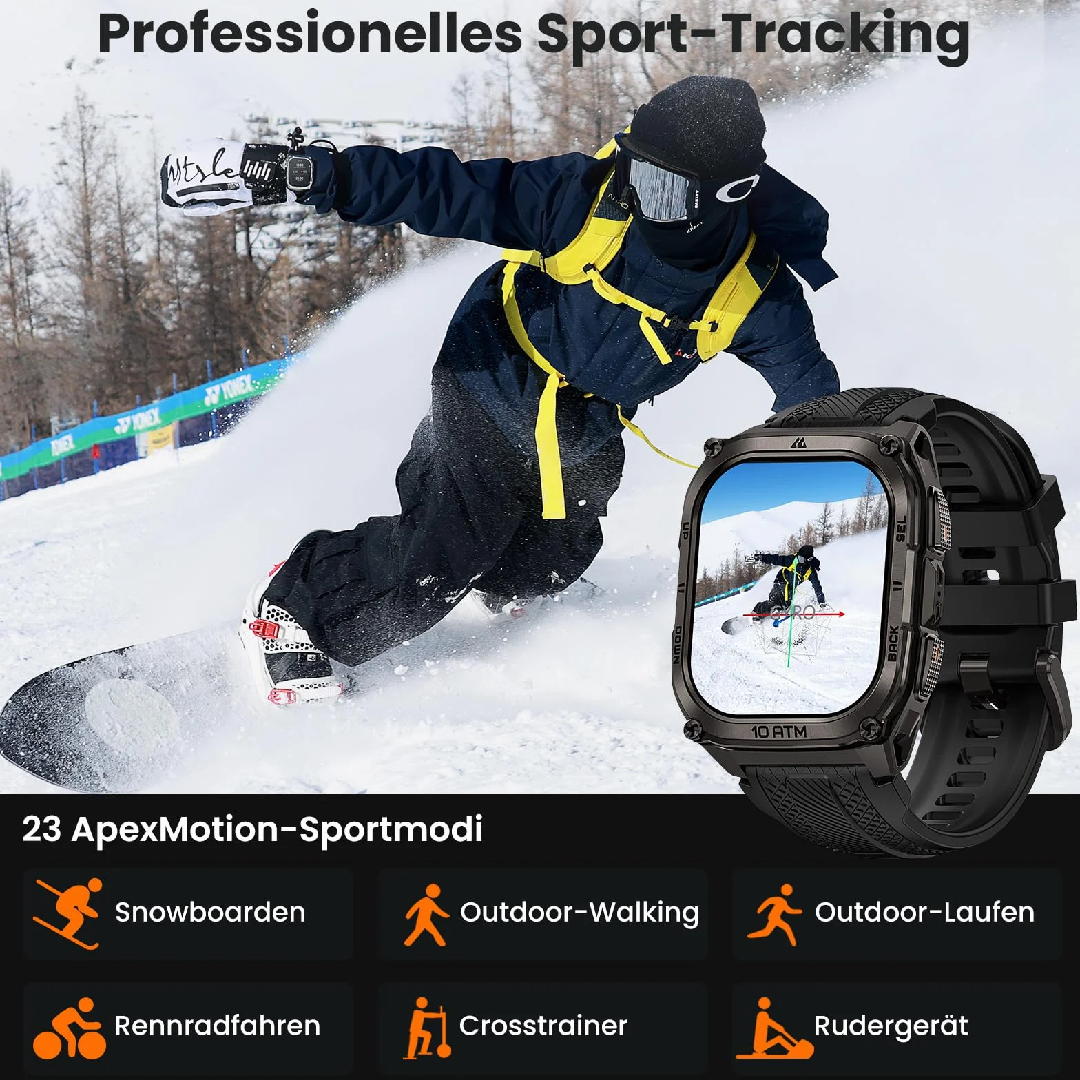 KOSPET Tank M4 Smartwatch męski, pełna stal nierdzewna, 6 satelitów i map offline, 10 atm nurkowy 45 m, bateria 50 dni, połączenia Bluetooth, monitor zdrowia 24/7,1,96" AMOLED, Android i iOS (czarny