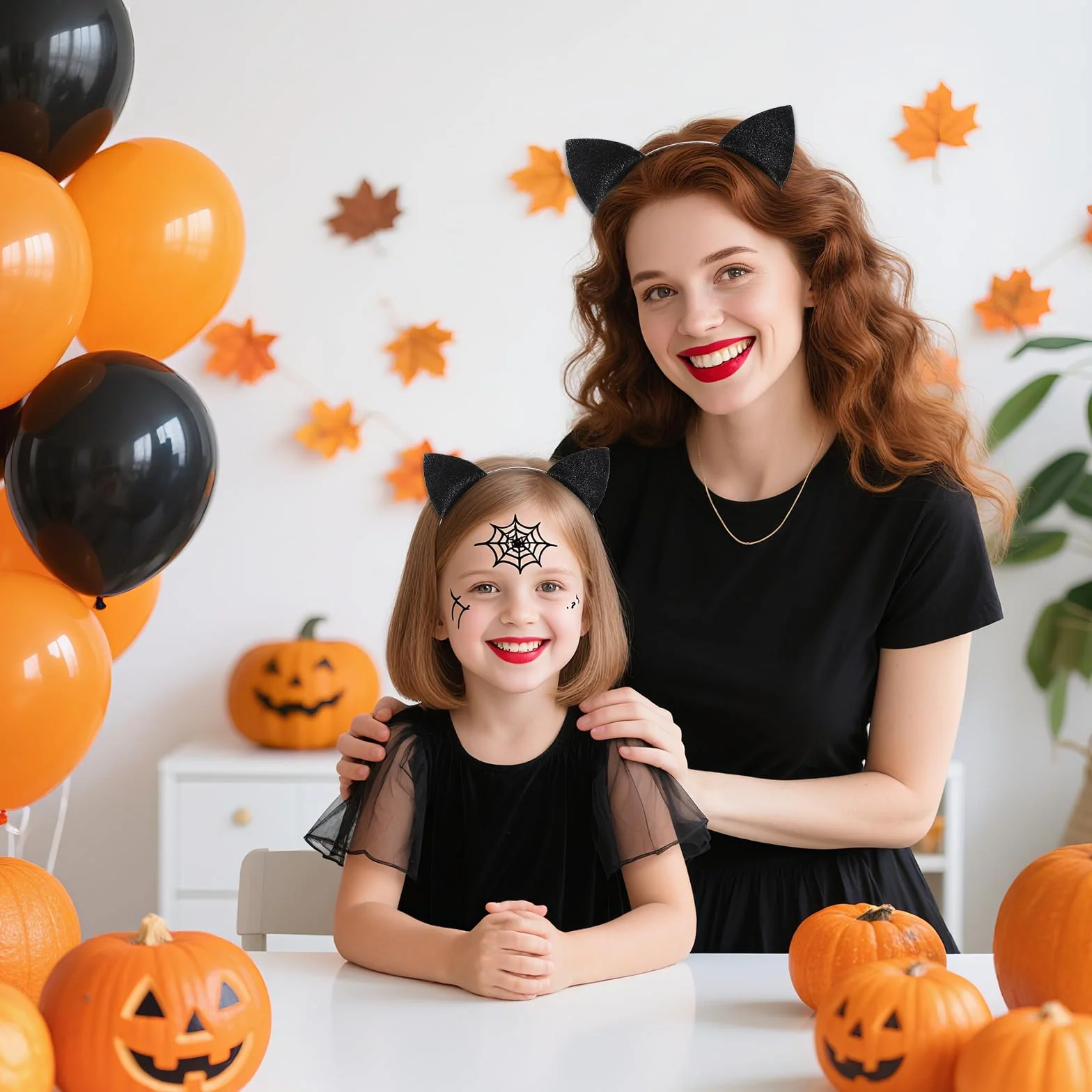 Bremorou Brokatowa opaska na głowę z kocimi uszami, opaska na głowę, dla dorosłych, Halloween, kocie uszy, opaska na głowę, fantazyjne przebranie dla kobiet, na Halloween, ucho, fantazyjne przebranie