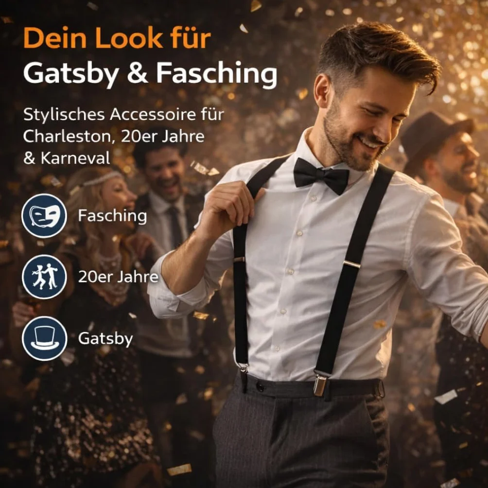 TK Gruppe Timo Klingler Szelki dla mężczyzn - elastyczne i elastyczne - 1920 akcesoria na ryby i karnawał jak Gatsby, Charleston