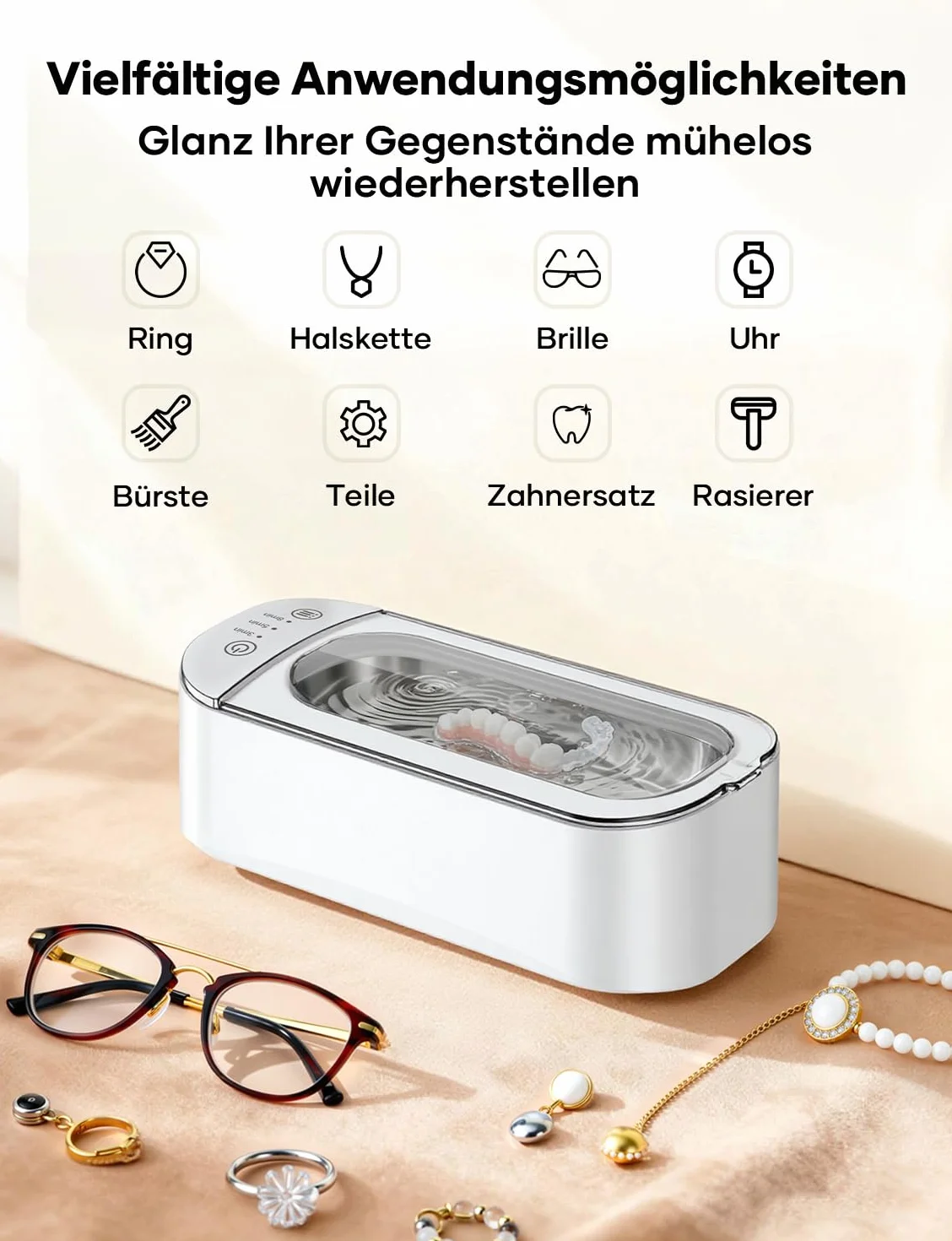 Ultrasonic Cleaner ultradźwiękowe urządzenie do czyszczenia okularów, 450 ml, z 3 funkcjami czasowymi, do okularów, biżuterii, zegarków
