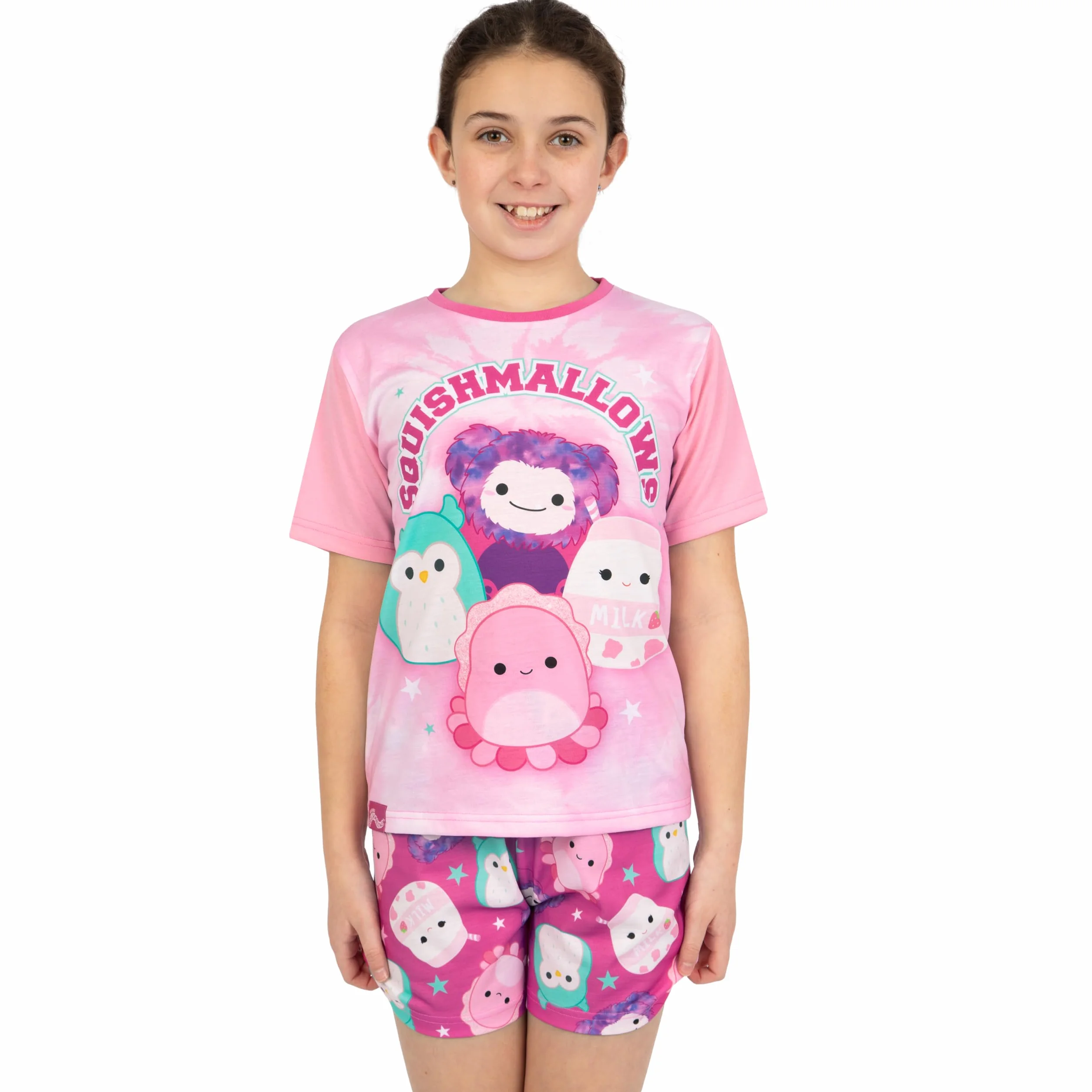 Squishmallows Piżama Dziewczęca, Letnia Piżama Dziecięca Z Krótkim Rękawem