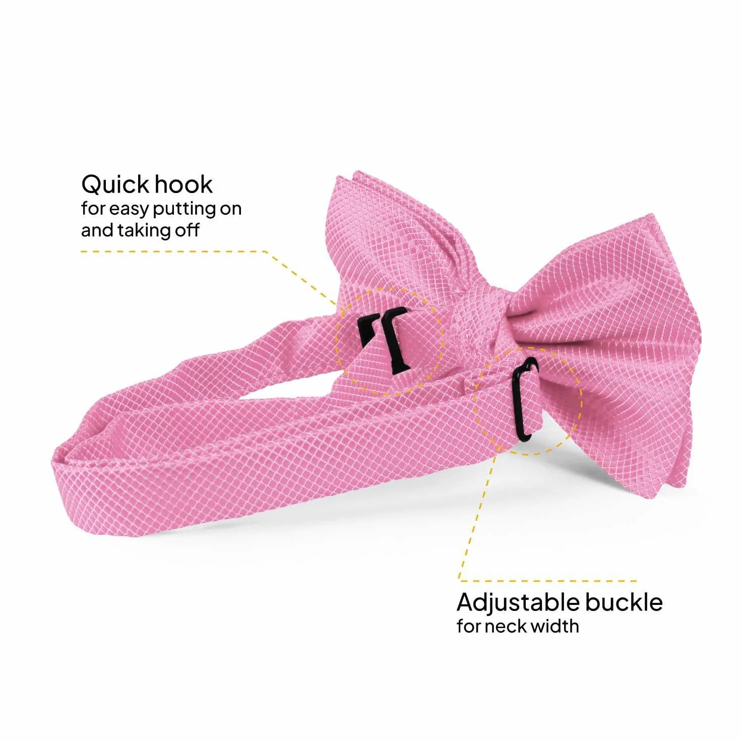 OcioDual Stylowa różowa muszka w kratę męska z regulowanym zapięciem na klips 12 cm x 6 cm, uroczystości, imprezy, praca, wesela i imprezy, Różowy, Taglia unica