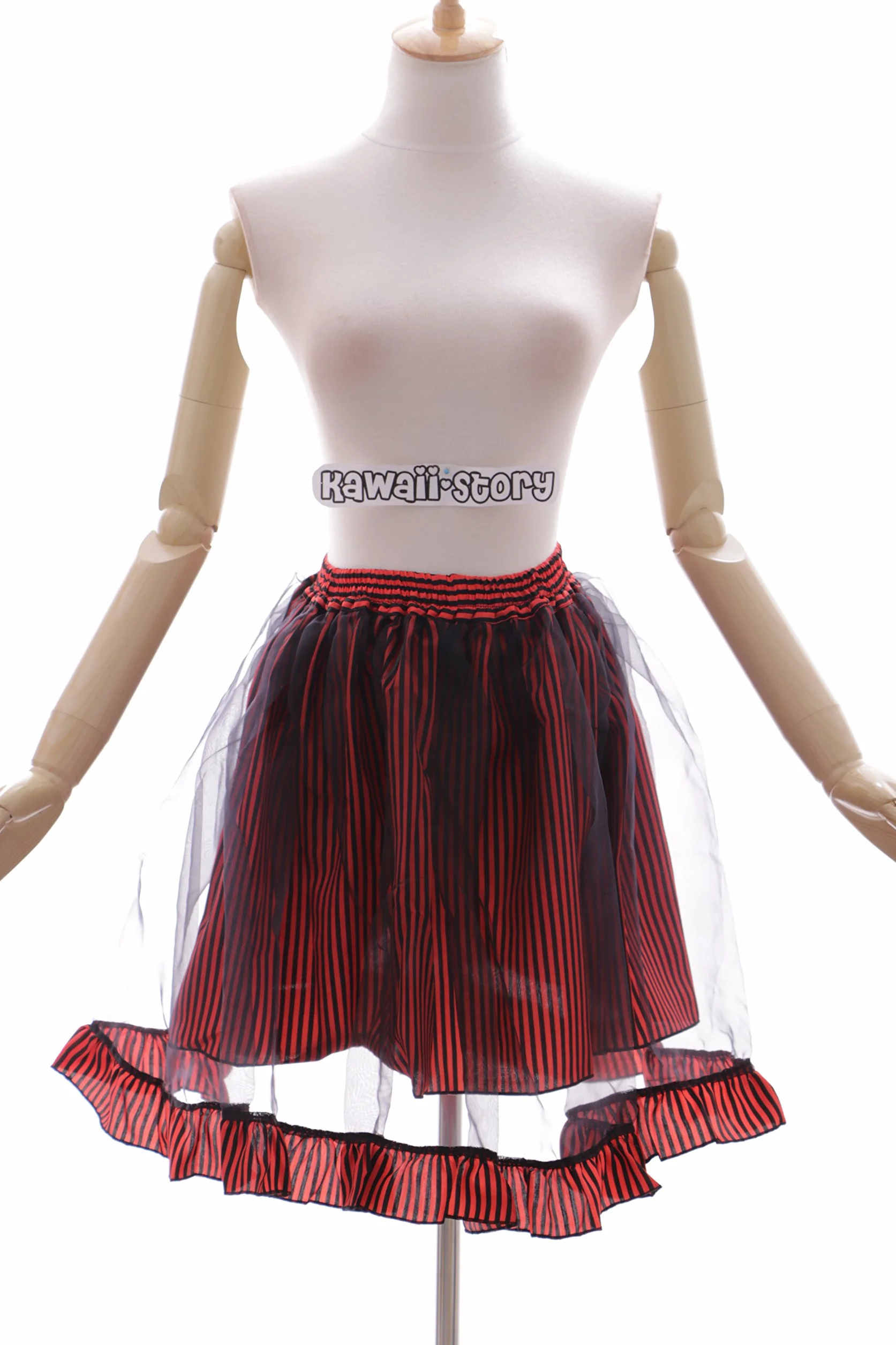 Kawaii-Story JL-597-1 czerwony czerwony punk Visuel Kei Harajuku Tutu Rock Gothic Stretch (Stretch S-L)