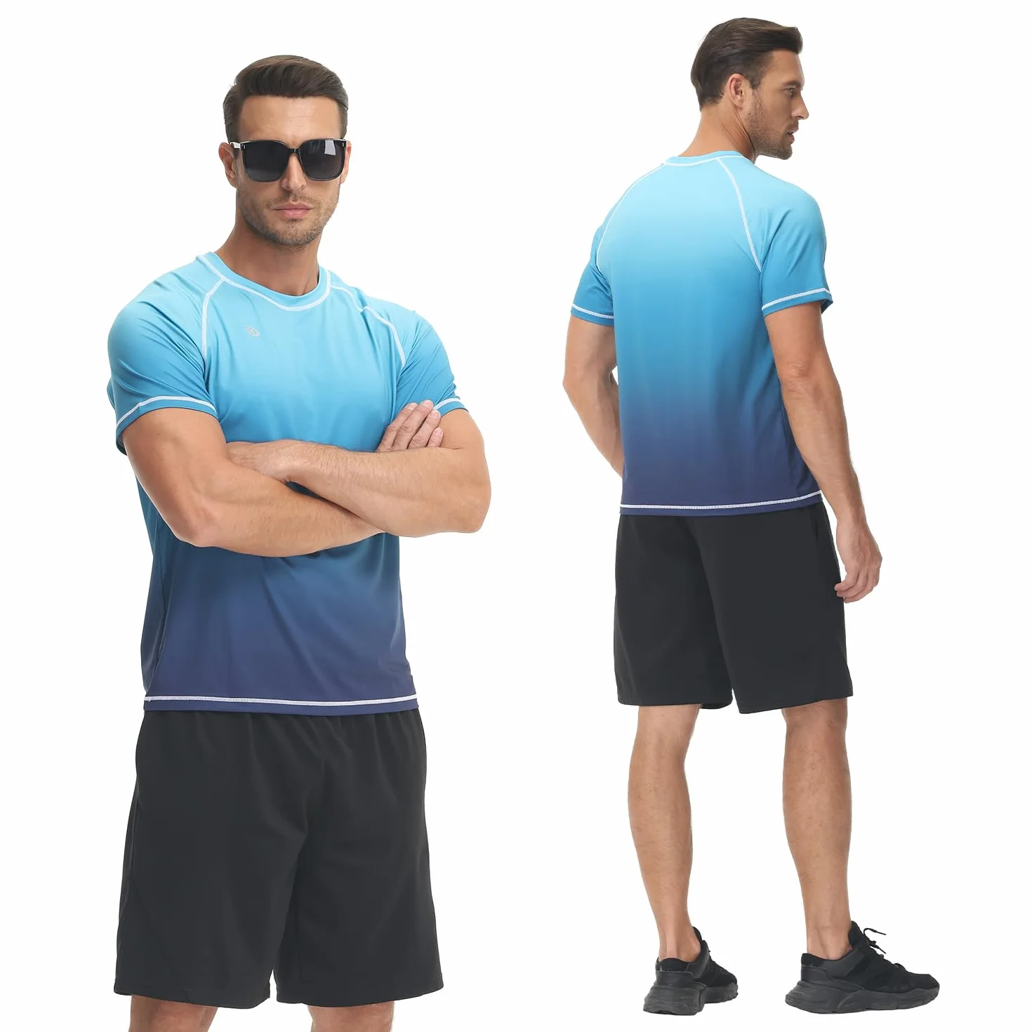 Huayuzh Koszulka męska UV Rashguard, szybkoschnąca, lekka, oddychająca, surfing, wędkowanie, wędrówki, top