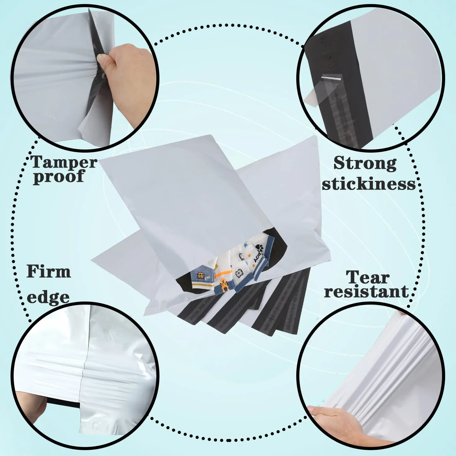 Torebki wysyłkowe, białe, nieprzejrzyste, nowy materiał, tworzywo sztuczne, mieszane, 100 sztuk, C5, A4, B4, A3, tworzywo sztuczne, samoprzylepne, różne wymiary, do ubrań, towarów, tekstyliów