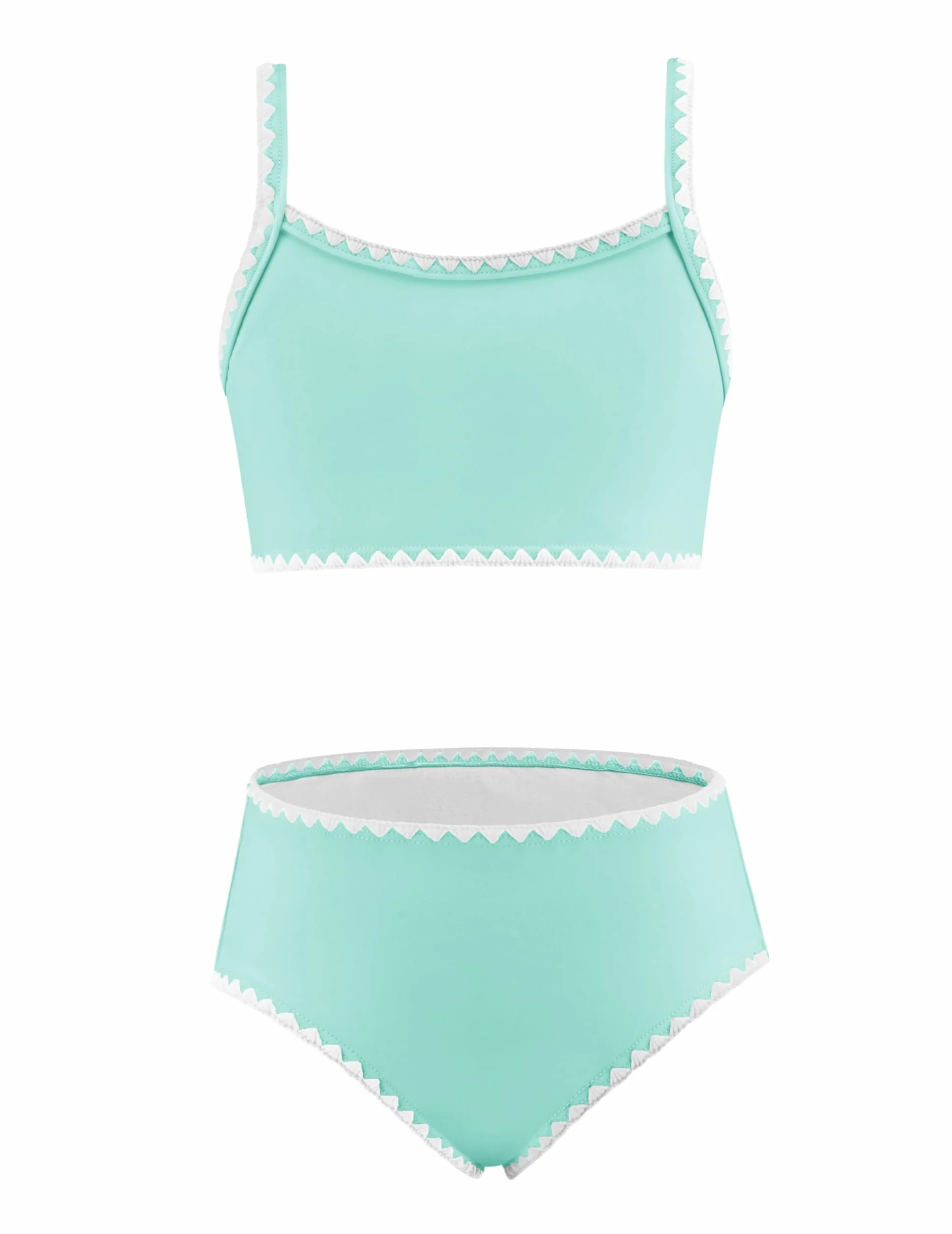 Arshiner Dziewczęce 3-częściowy zestaw bikini sportowe, górna część bikini z wysokim stanem, strój kąpielowy, szybkoschnący, elastyczny strój kąpielowy, na plażę, basen, 6-13 lat
