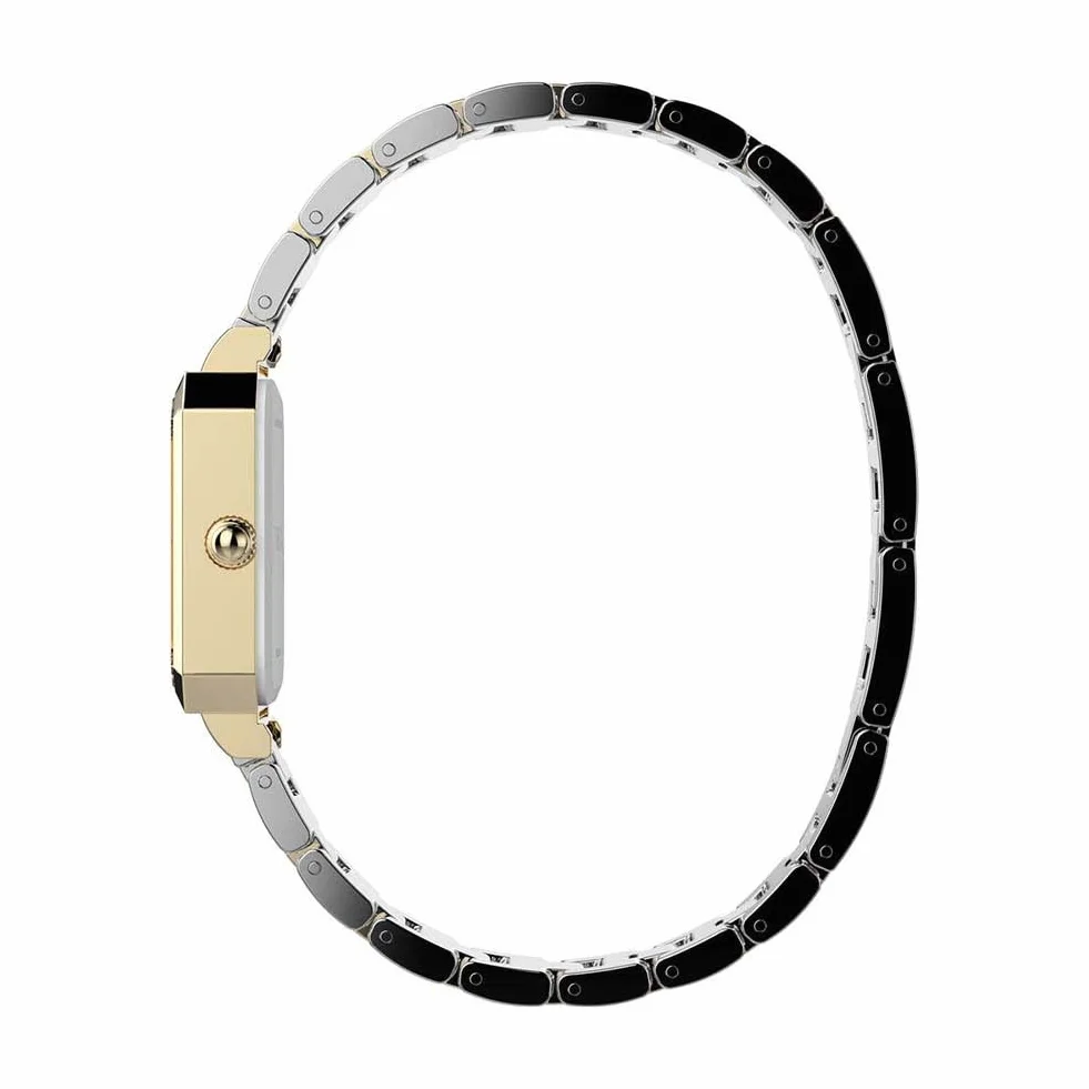 Timex Zegarek Damski Trend 21 mm, Dwukolorowy Pasek ze Stopu, Biała Tarcza, Dwukolorowa Obudowa TW2Y01300
