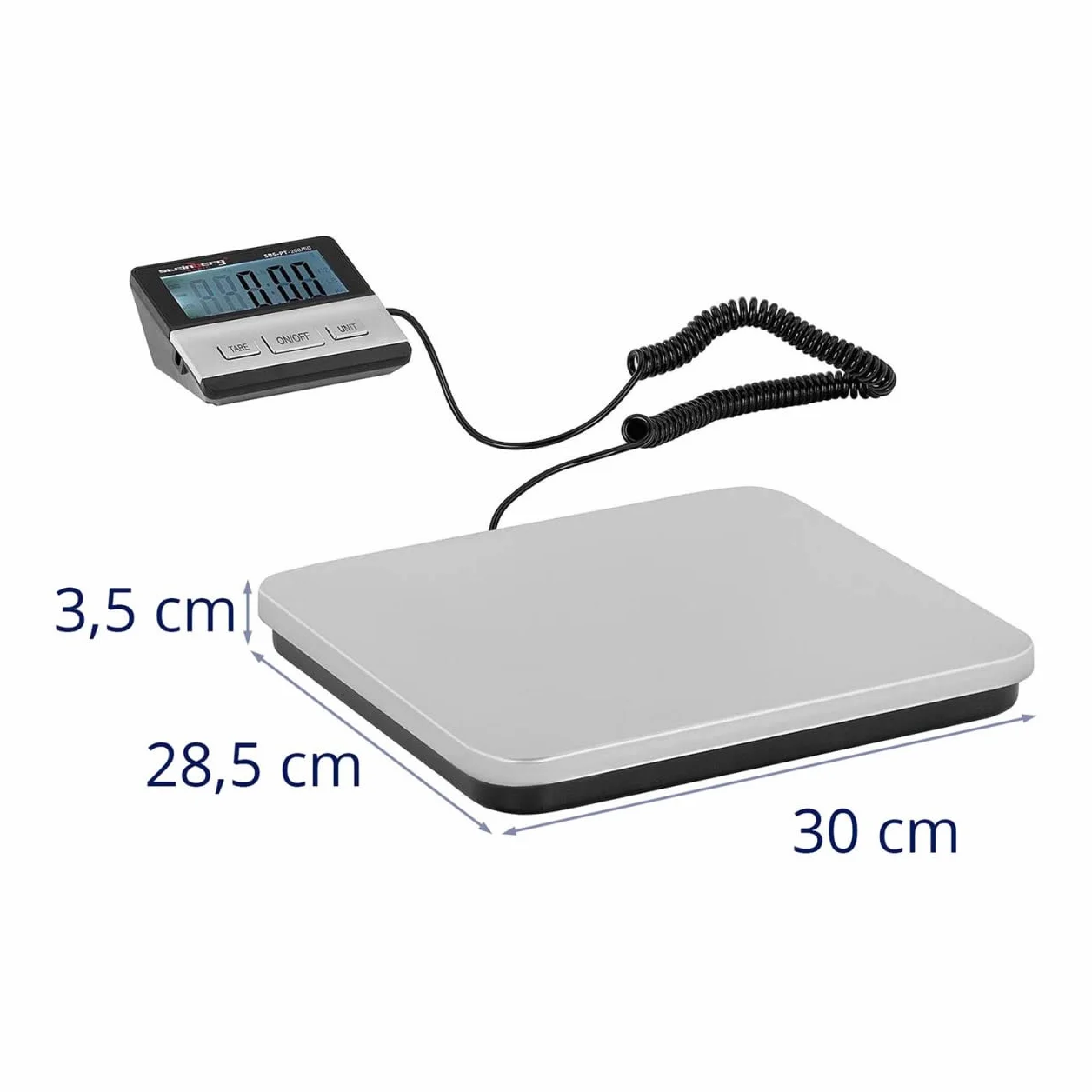 Steinberg System 200 kg / 50 g cyfrowa waga paczek waga platformowa z wyświetlaczem LCD waga cyfrowa 30,0 x 28,5 cm