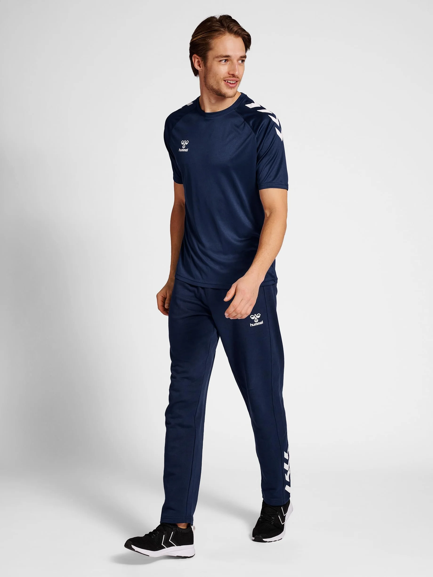 hummel T-shirt biały niebieski, L męski