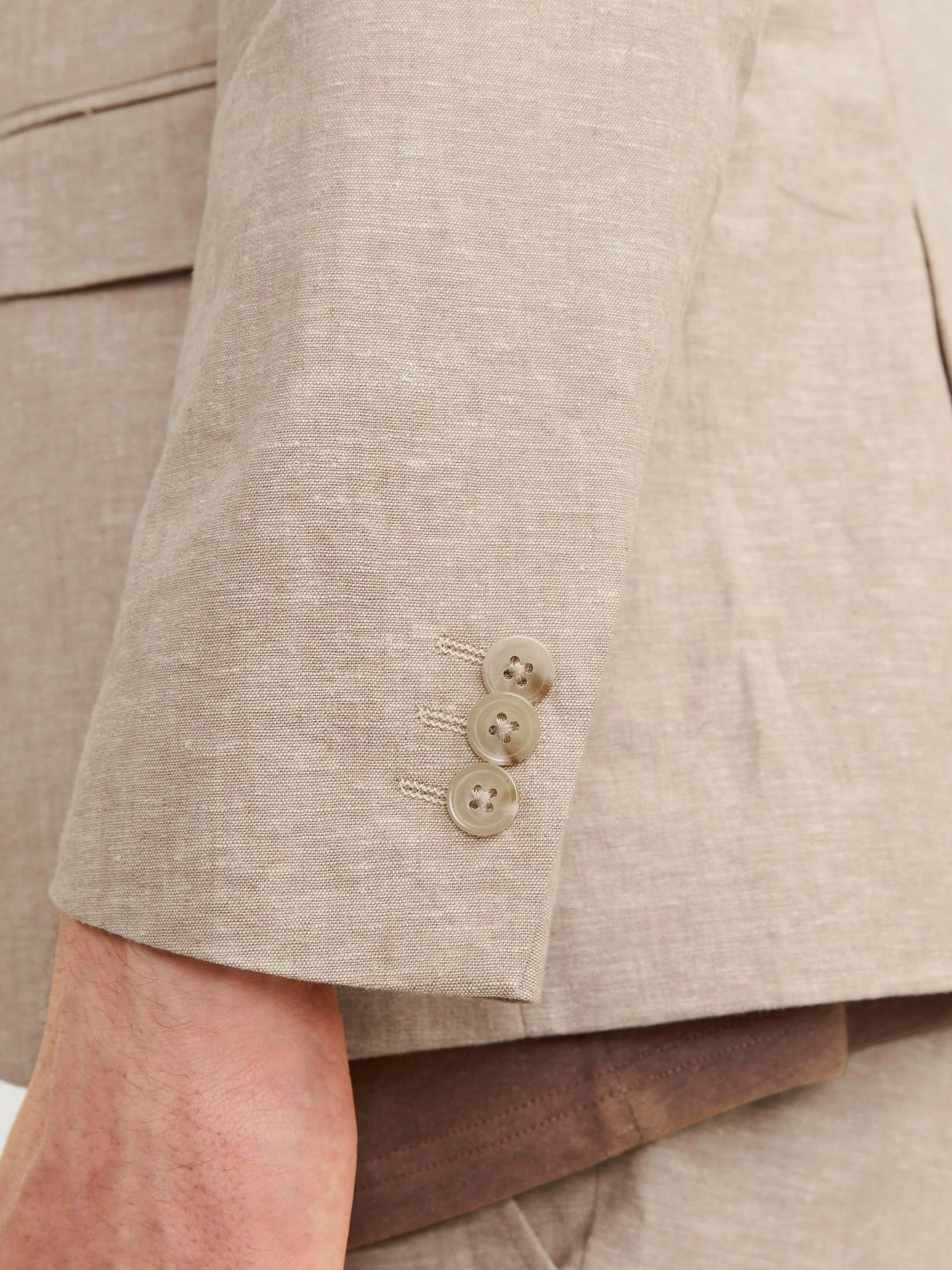 JACK & JONES Jprriviera Linen Suit Slim Fit Sn Pls garnitur męski, Trawertyny/Krój: slim fit, 66 Duże rozmiary