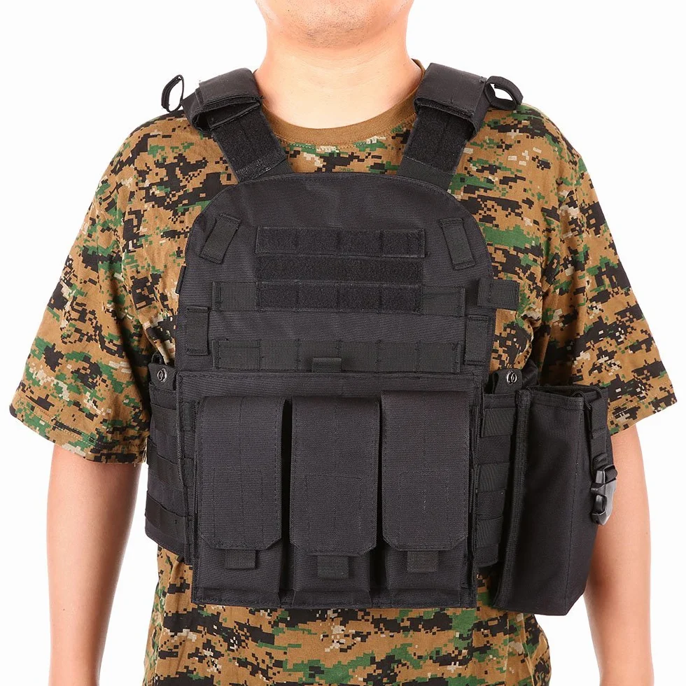 Lixada Outdoor Modular Molle Kamizelka Polowanie na Pierś Carrier Kamizelka z Kieszeni Nawodnienia, czarny, rozmiar uniwersalny