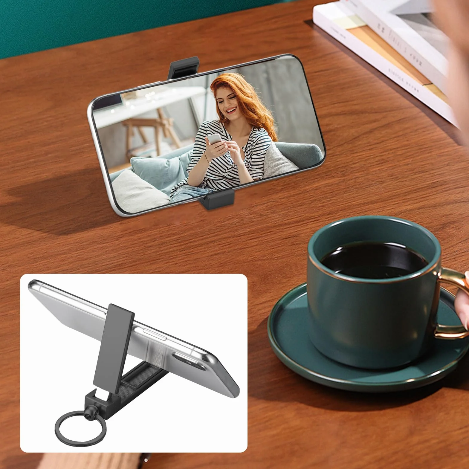 Purse Table Hook - 2.91 Inches Folding Desk Holder for Secure Bag Placement, Space-Saving Function with Smartphone Stand, Keychain Hook for Office & Home Use, Silver Alloy, Portable Carry Accessory