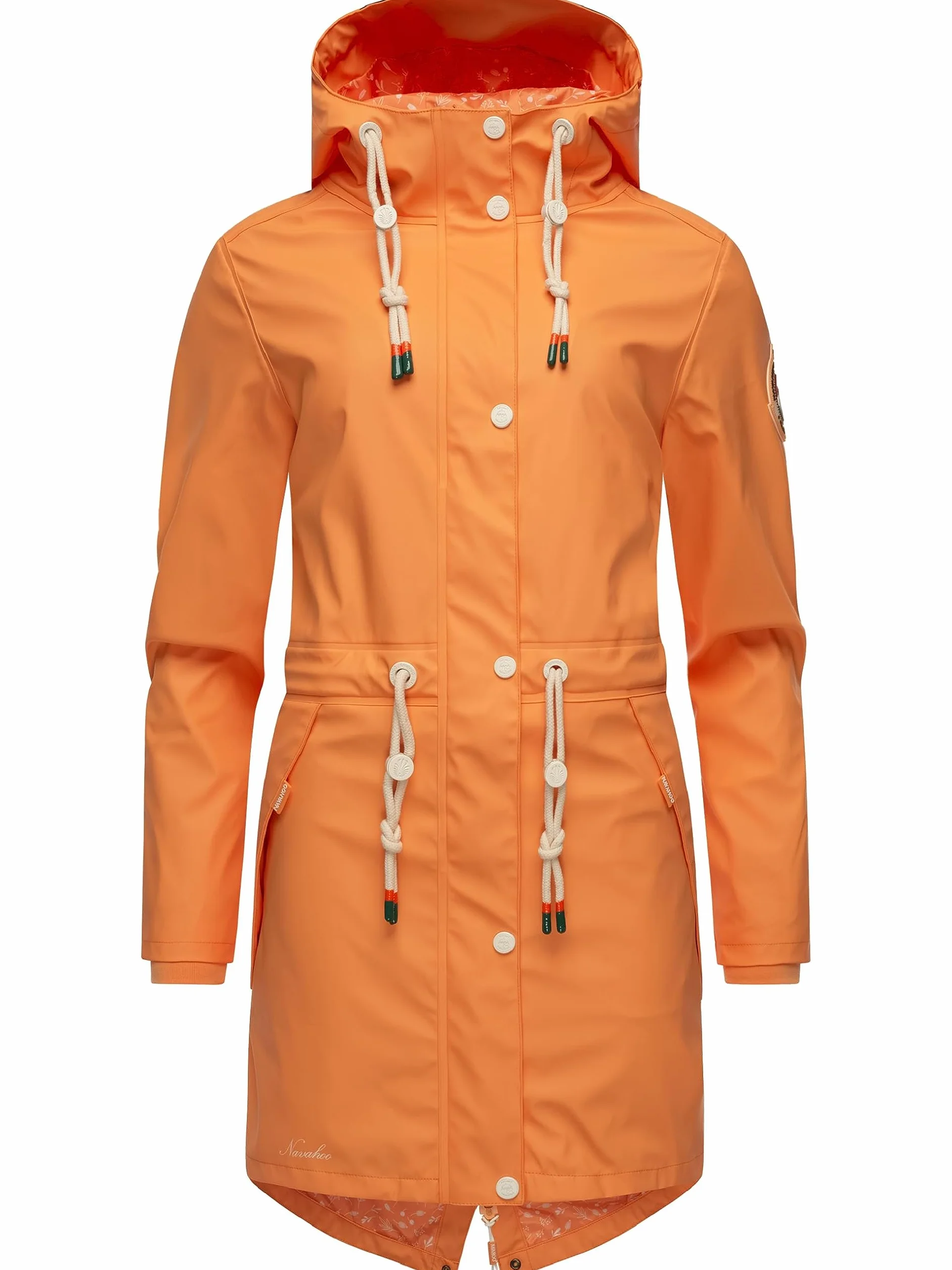 Navahoo Damska kurtka przejściowa, płaszcz przeciwdeszczowy, wodoszczelna, długa, z kapturem, Tropical Stormoo XS-3XL