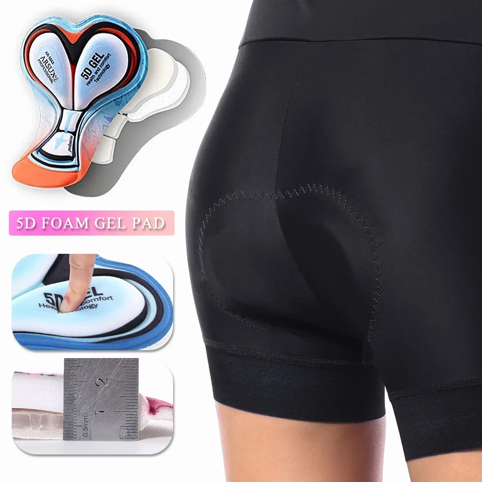 Wyściełane Spodenki Rowerowe 2 w 1 Damskie Skort Rowerowy z Podkładką Żelową 5D, Damskie Spodenki Rowerowe z Wysokim Stanem i Kieszeniami (Size: S, Color: Czerwony)