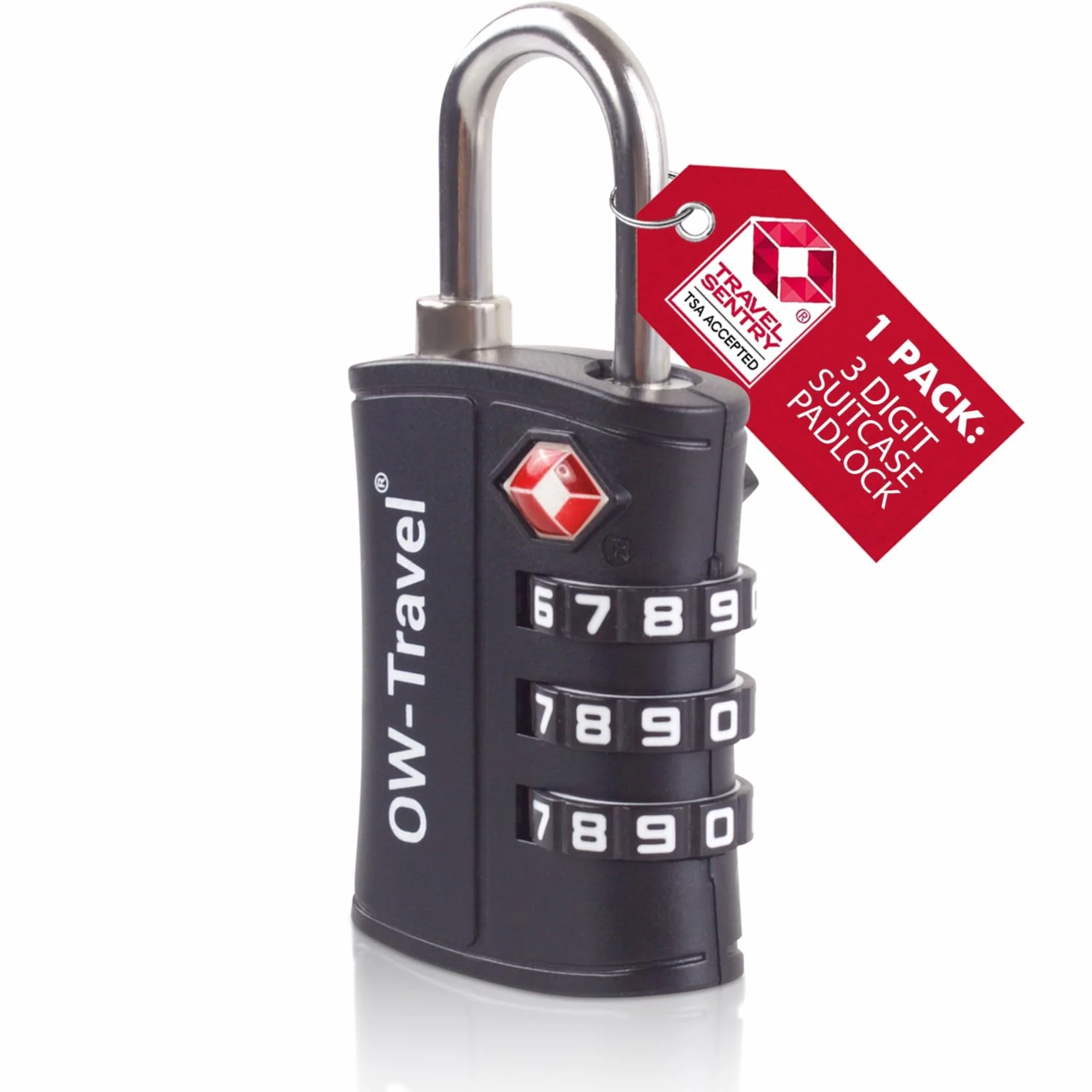 OW-Travel Zamki do Walizek (Zestaw 1 Czarnych) Kłódka TSa z Plastiku ABS z Szyfrem. TSA Combination Lock 3 Cyfrowe Kłódki Walizkowe. Zamek Szyfrowy Do Walizki Plecak Bagaż Szafek na Siłownię