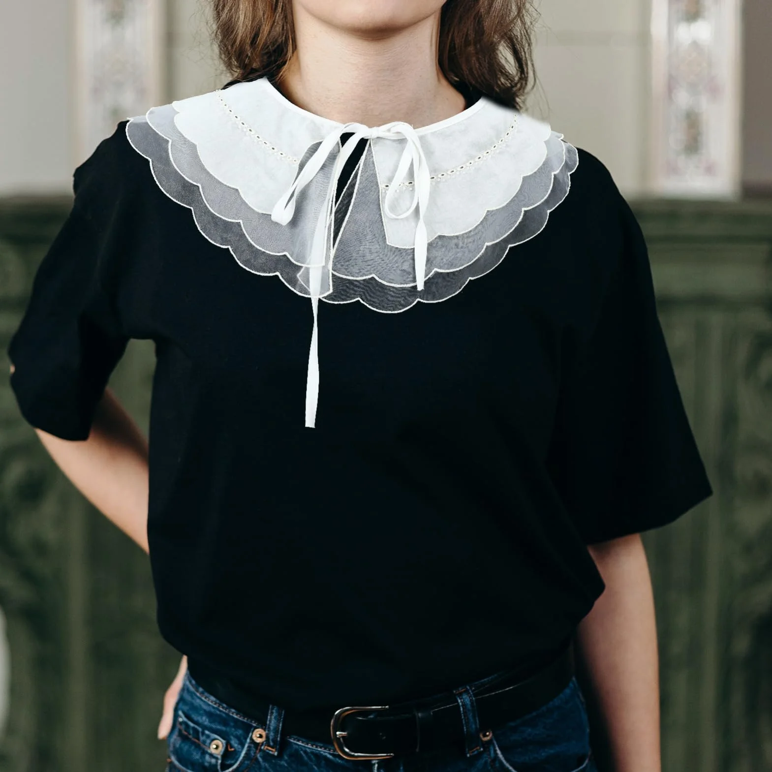Beaupretty Kołnierzyk Z Koronki Fałszywy Kołnierzyk Dla Dziewcząt Fałszywy Kołnierzyk Odpinany Fałszywy Kołnierzyk Półkołnierzyk Bluzki Odpinany Kołnierzyk Koszula Kołnierzyk Wkładany