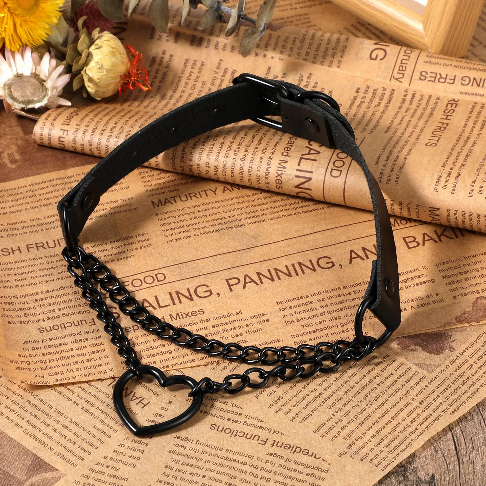DIVINA VITAE Naszyjnik damski typu choker, czarny, gotycki naszyjnik, choker, czarny, gotycka, skóra PU, regulowany łańcuszek retro choker, na festiwal, imprezę, Halloween, Boże Narodzenie, akcesoria