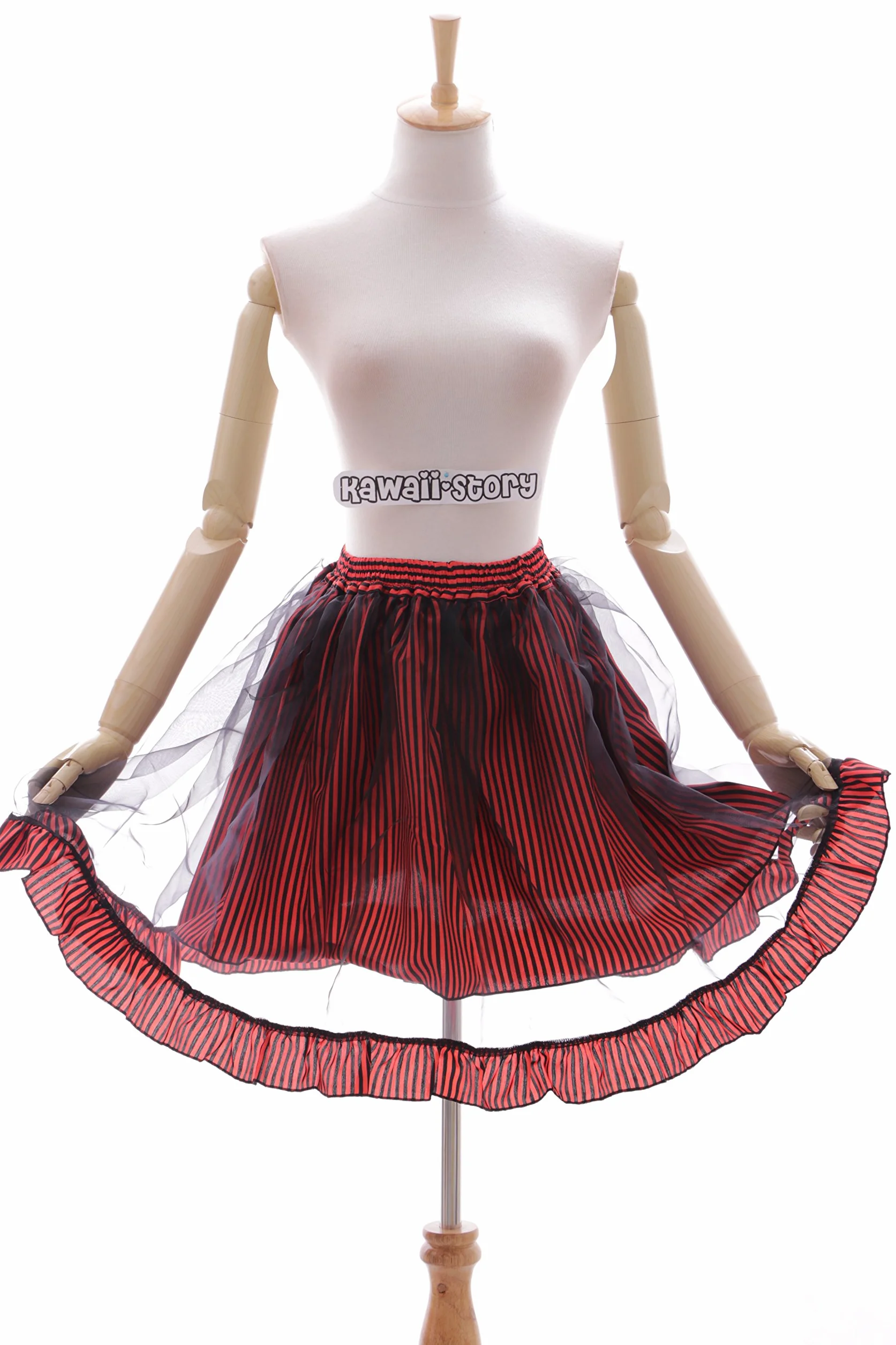 Kawaii-Story JL-597-1 czerwony czerwony punk Visuel Kei Harajuku Tutu Rock Gothic Stretch (Stretch S-L)