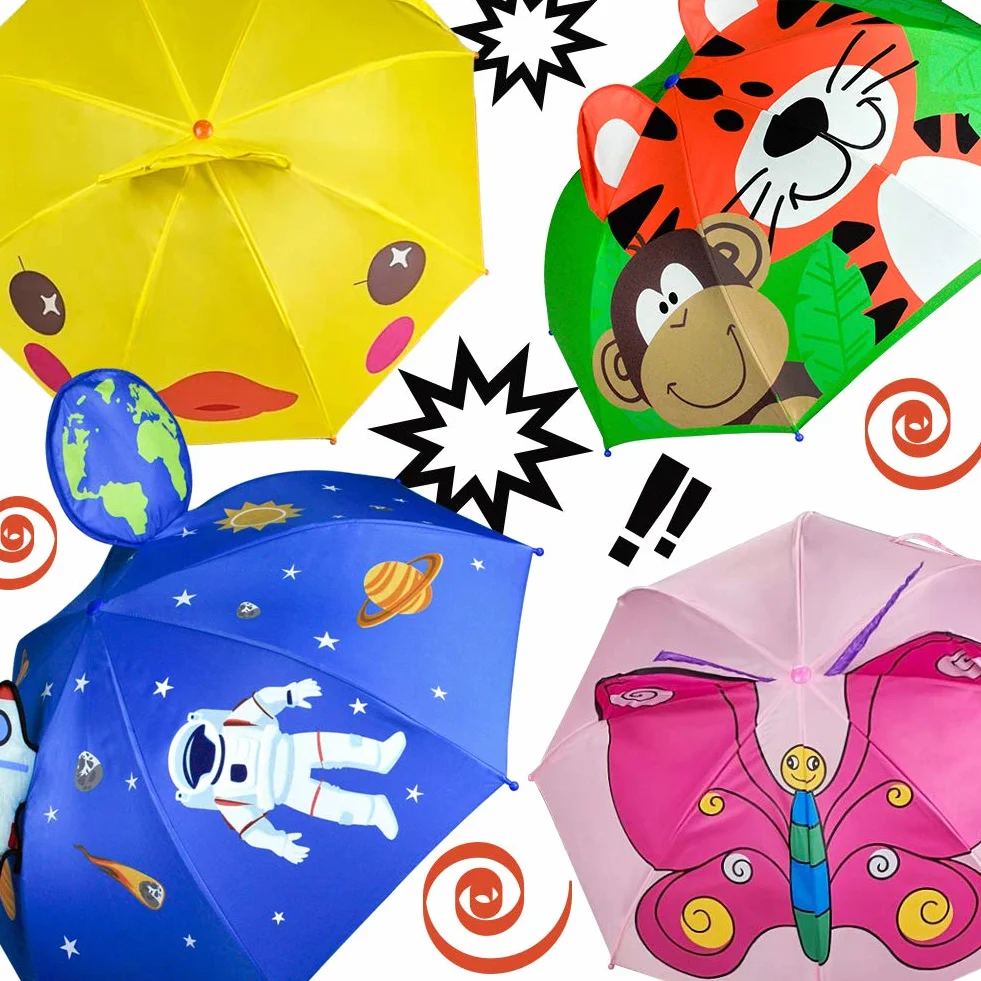 CAPMESSO Kids Umbrella Boys 3D - Boys Parasol Space Astronaut Umbrella UV 50+ Protection, Windproof, Suit for School Kids, Kindergarten Kids, Gift for 3-6 Years Girls, Boys