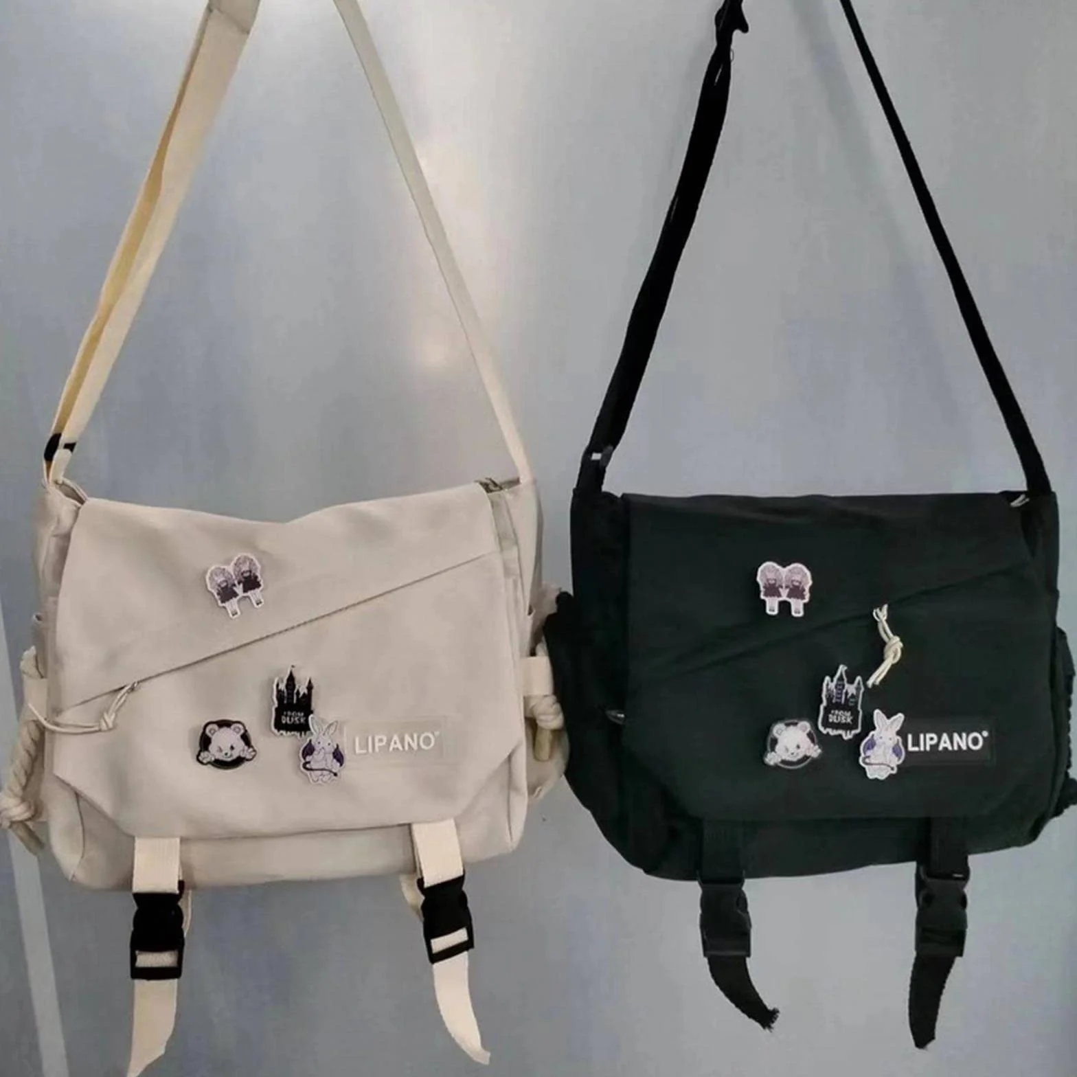 MOGSA Szkolna torba na ramię nylonowe torebki torba na ramię duża pojemność torby crossbody dla nastolatków dziewcząt mężczyzn harajuku torba kurierska studenckie torby szkolne worek