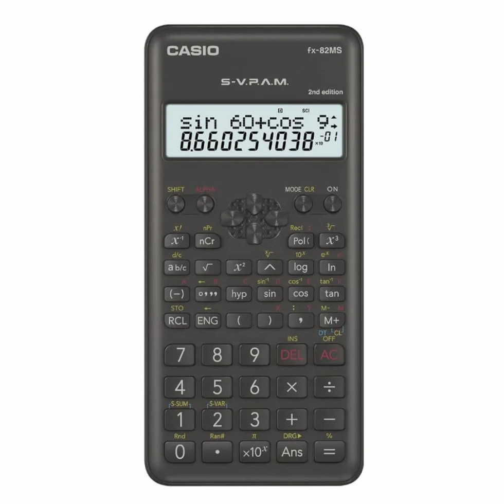 Casio FX-82MS-2 Kalkulator Naukowy, Szary, 16,1 x 7,7 x 1,4 cm