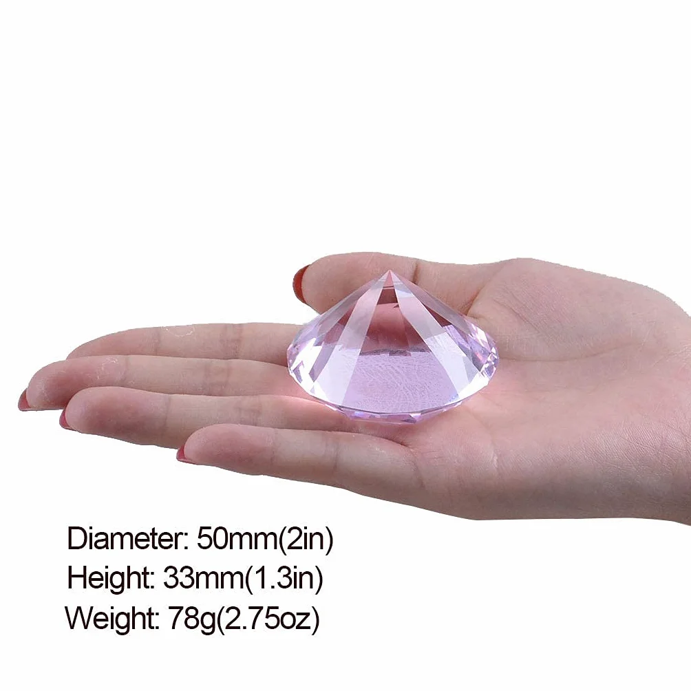 LONGWIN 60 mm W Kryształowy Diament Przycisk do papieru Ornament Dom Miejsce Dekoracje Jednolity Kolor Różowy