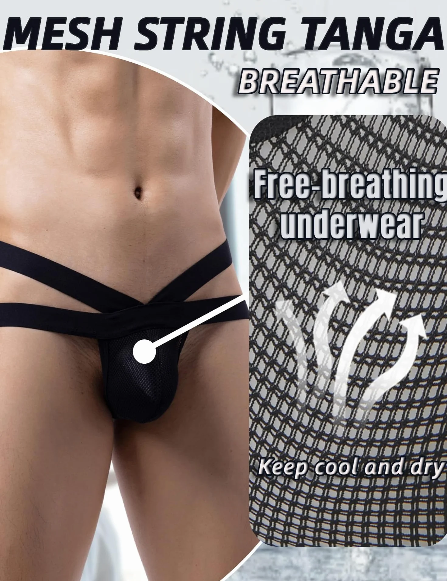 comeondear Seksowne stringi męskie bielizna plus size stringi majtki bielizna czarna Jockstrap stringi figi Stretch z niskim stanem G-Stringi