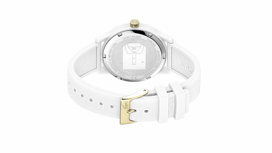 Lacoste Analogowy zegarek kwarcowy dla kobiet z białą silikonową bransoletką - 2001063, biały, Unique size, pasek