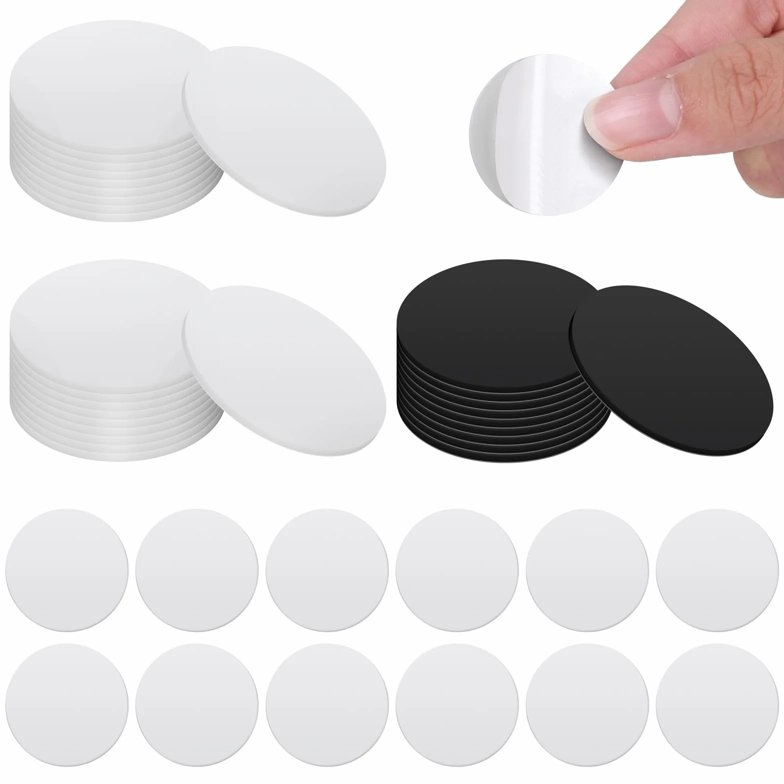 NFC Ntag215 NFC Tag - 40 sztuk (10 czarnych i 30 białych) okrągłe karty NFC 25 mm, znaczniki NFC z miejscem na 504 bajtów, naklejki NFC do inteligentnego domu, na ścianę muzyczną, cyfrowe wizytówki