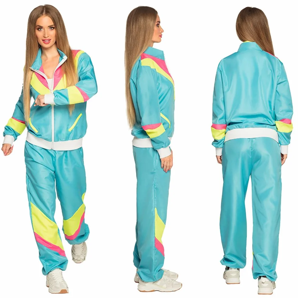 Boland - Kostium dla dorosBych dres 80s z kieszeniami, kurtka i spodnie, strój do biegania, wieczór kawalerski, styl retro, sportowiec, kostium grupowy, doro[li, impreza tematyczna, karnawaB