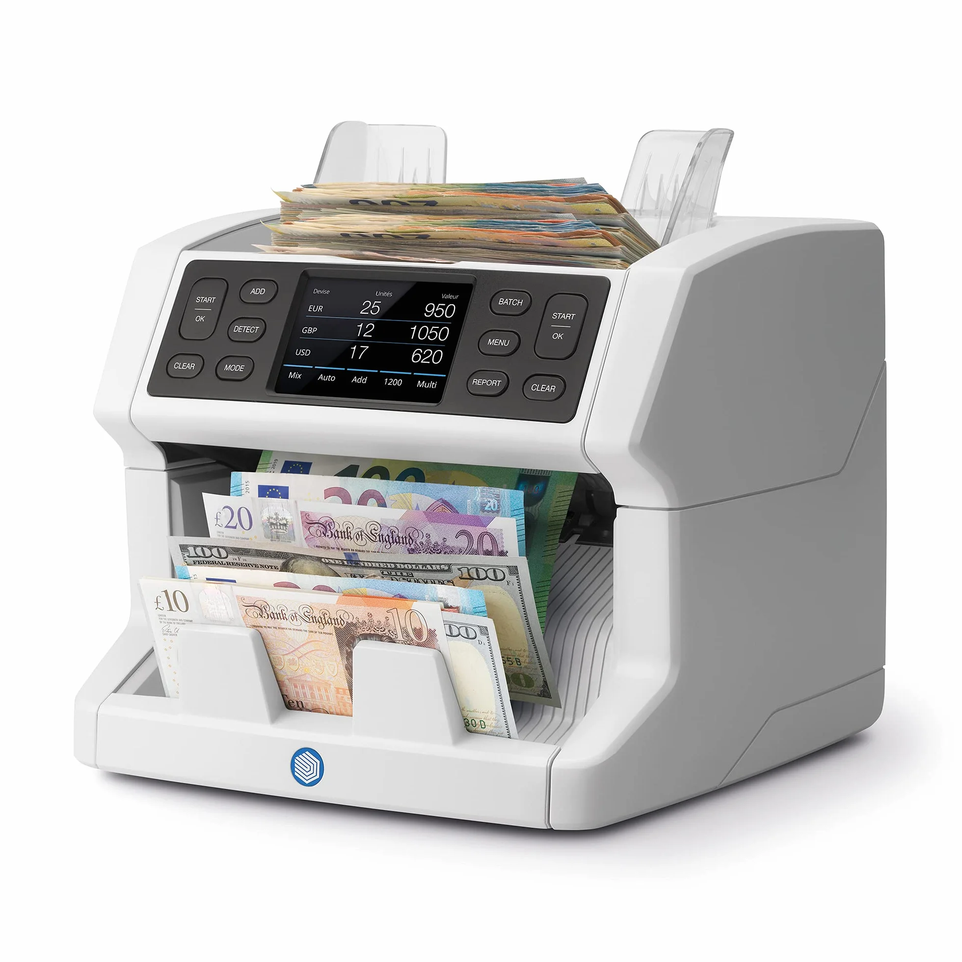 Safescan 2865-S - Szybka liczarka wartości banknotów do nieposortowanych polskich banknotów z wielojęzycznym interfejsem i wysokiej jakości 7-krotnym wykrywaniem fałszerstw