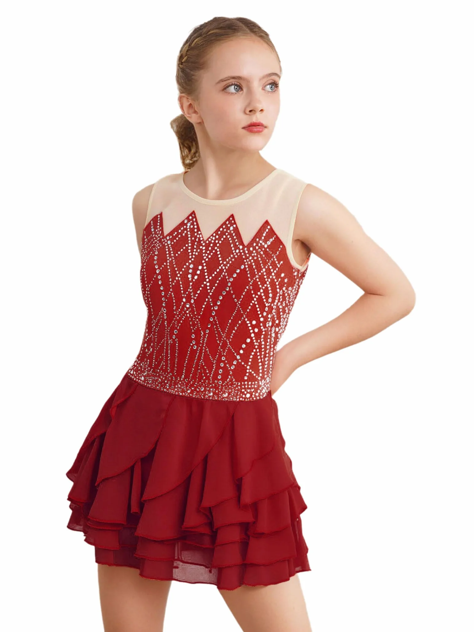 Dziewczęca sukienka do jazdy na łyżwiarstwie figurowym, brokatowa sukienka do tańca, sukienka baletowa, siateczka, patchwork, sukienka na łyżwy, sukienka na wrotki, kostium tanecz