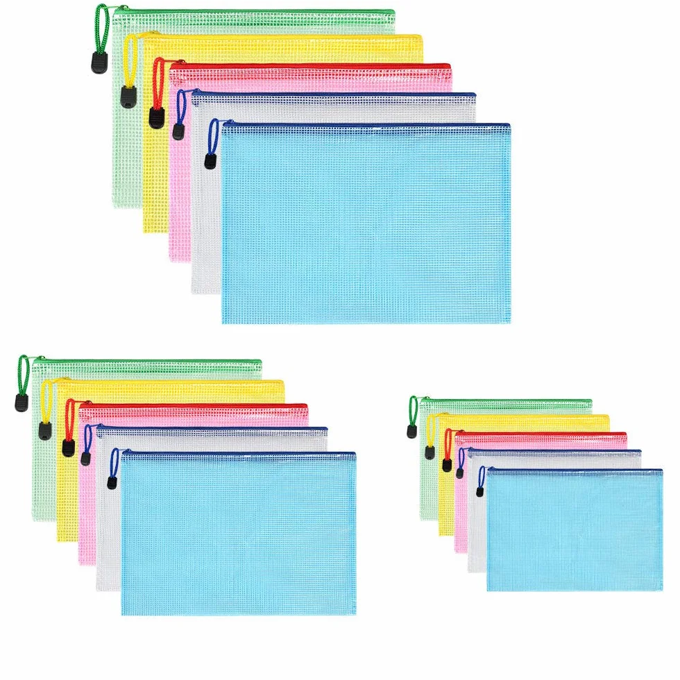 Vicloon A4,10 szt., kieszenie na foldery, PVC Zipper Folder Saszetki do przechowywania dokumentów Przepisy firmowe Organizacja - różne kolory