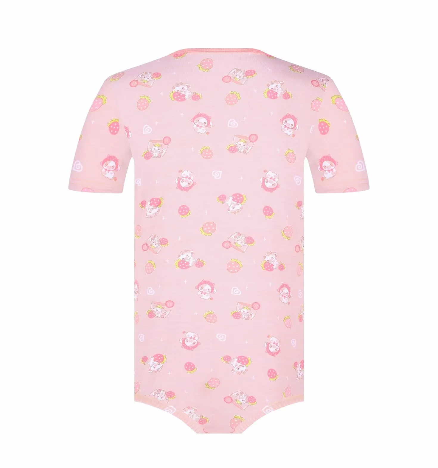 Landofgenie Body męskie z krótkim Rękawem Jednoczęściowy T-shirt z nadrukiem Piżama Trykot Oddychająca Bawełniana Koszulka na Ramiączkach Strawberry Cow