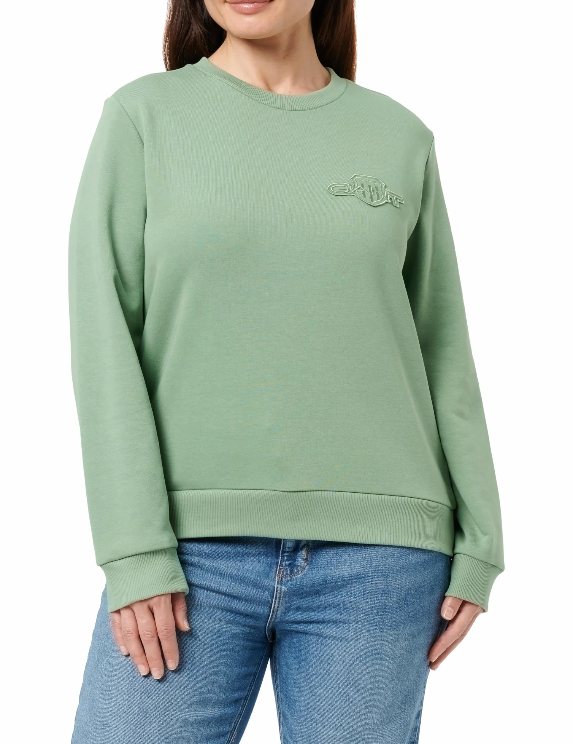 GANT REG Tonal Shield C-Neck Sweat, Kalamata Green, L