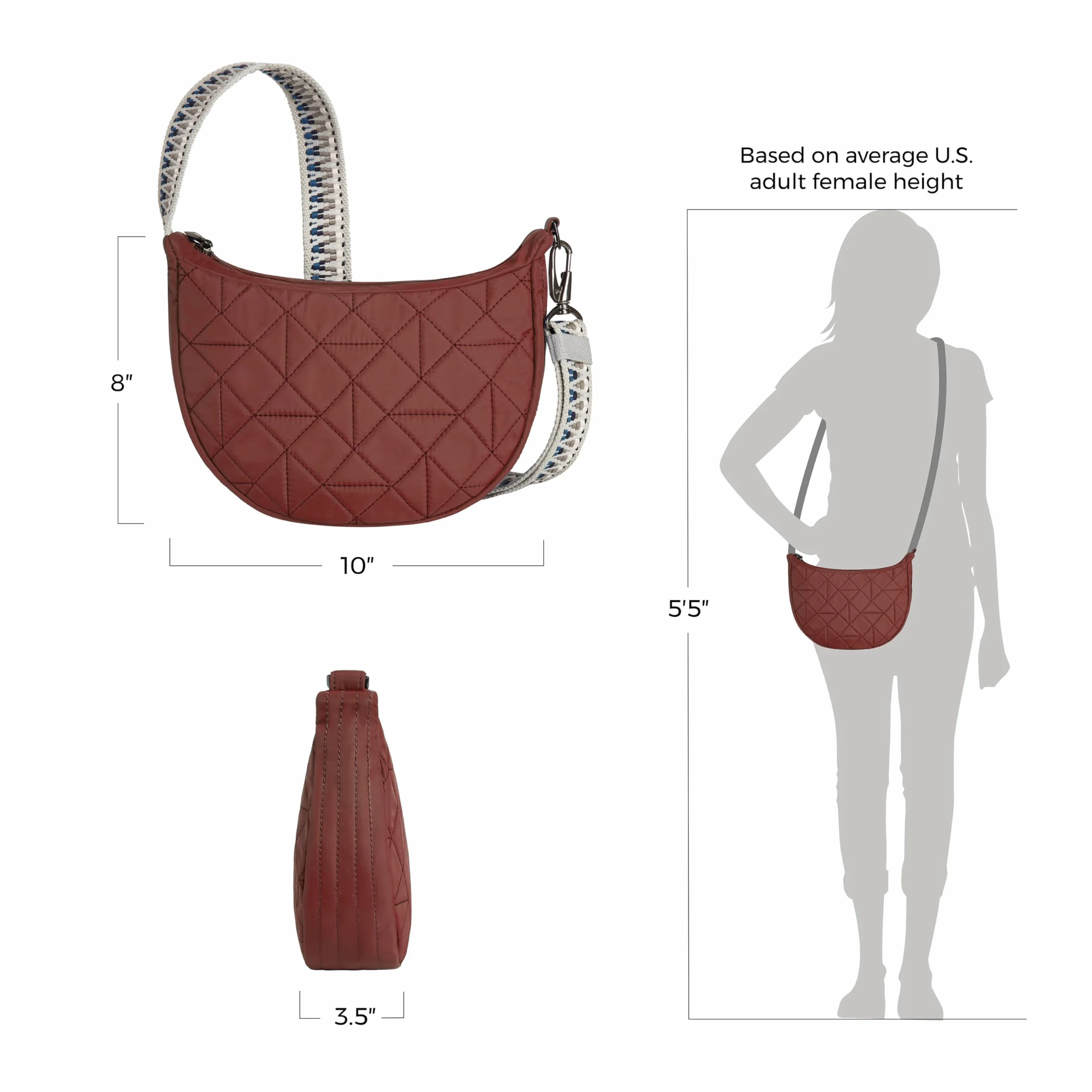 Travelon Unisex Boho Anti-Theft półksiężyc crossbody, papryka, Paprika