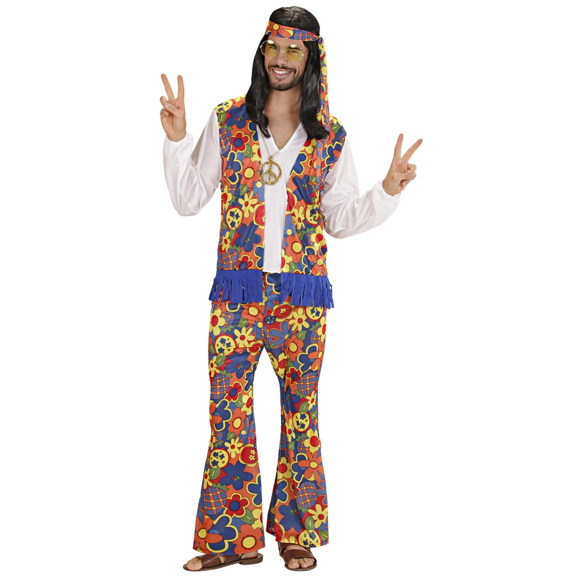 W WIDMANN MILANO Party Fashion - Kostium Hippie Man, Flower Power, Karnawał, Impreza tematyczna