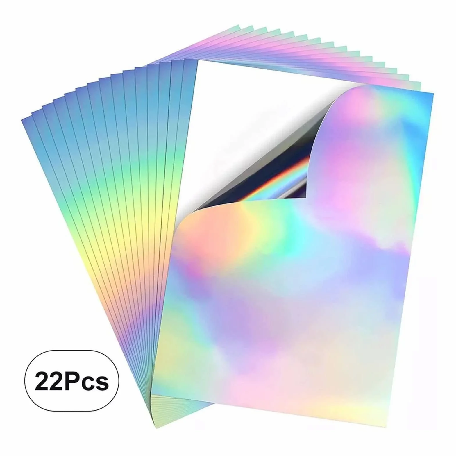 22 Arkusze Holograficzny Papier Samoprzylepny Rozmiar A4 8 X 12 Cali Wodoodporny Szybkoschnący Nadający się do Druku Holograficzny Papier Samoprzylepny do Drukarek Atramentowych
