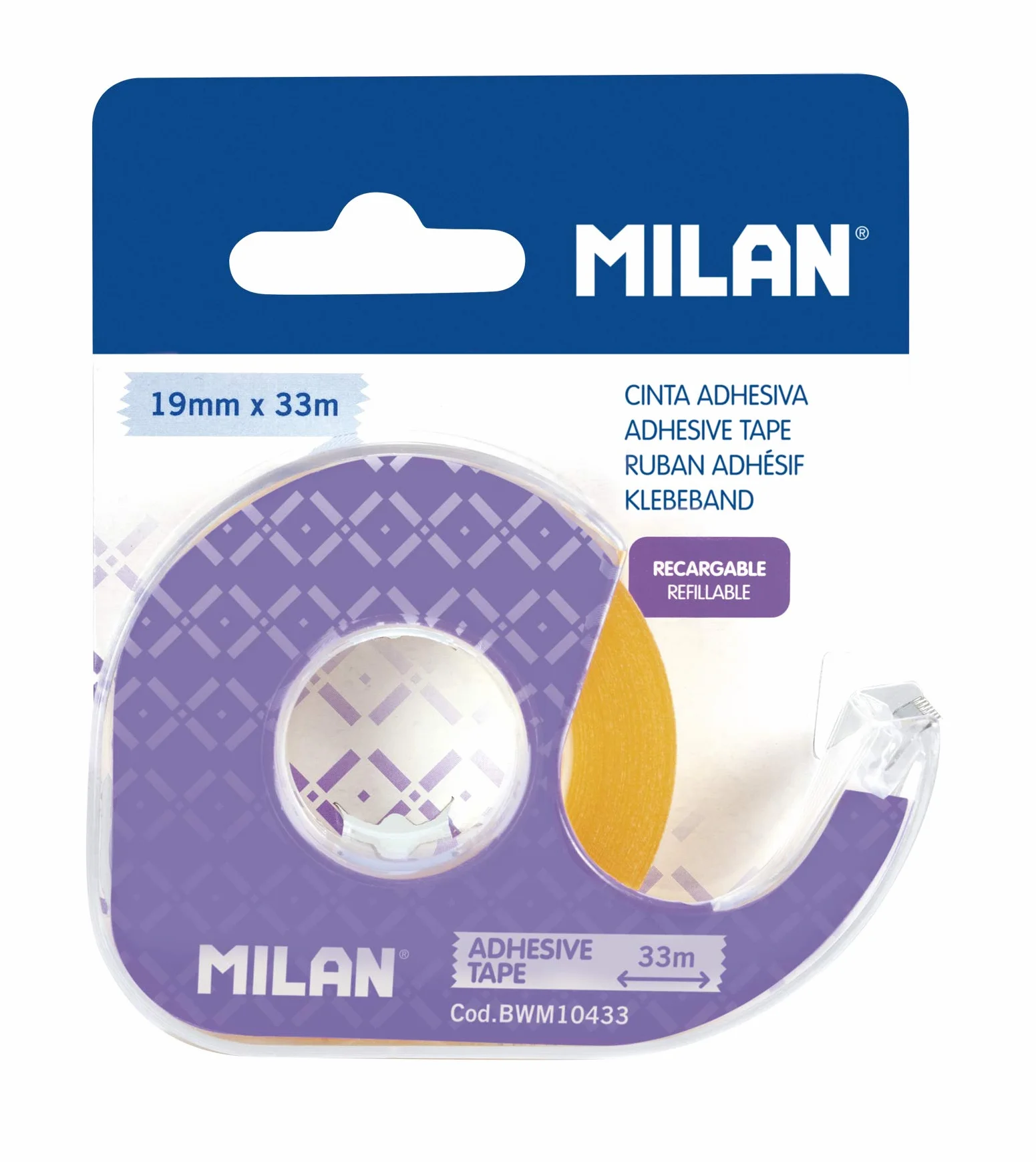 Blister taśma klejąca 19 mm x 33 m Milan