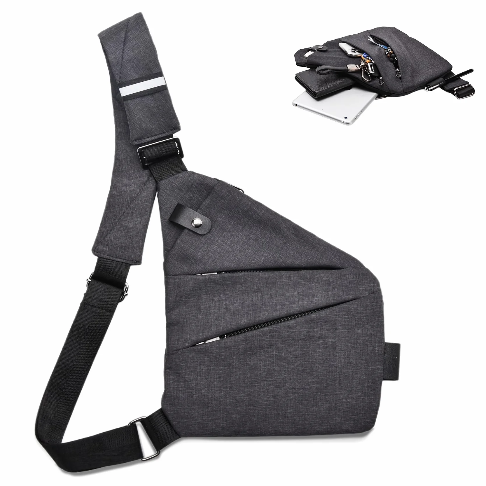 Torba podróżna antykradzieżowa, Crossbody na ramię na klatkę piersiową antykradzieżowa torba na ramię, torba na ramię z wieloma kieszeniami dla mężczyzn i kobiet