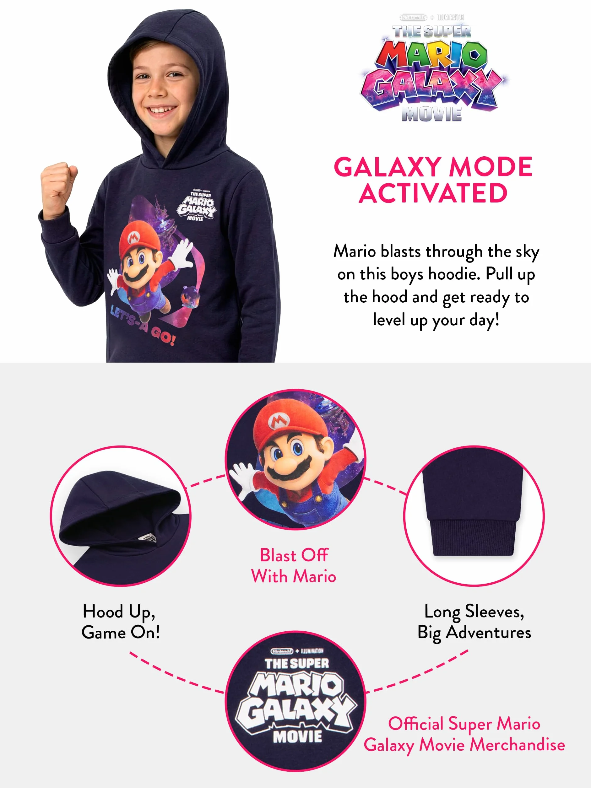 Super Mario Bluza Z Kapturem Dla Chłopców, Bawełniana Bluza Z Kapturem Mario Galaxy Movie Dla Chłopców