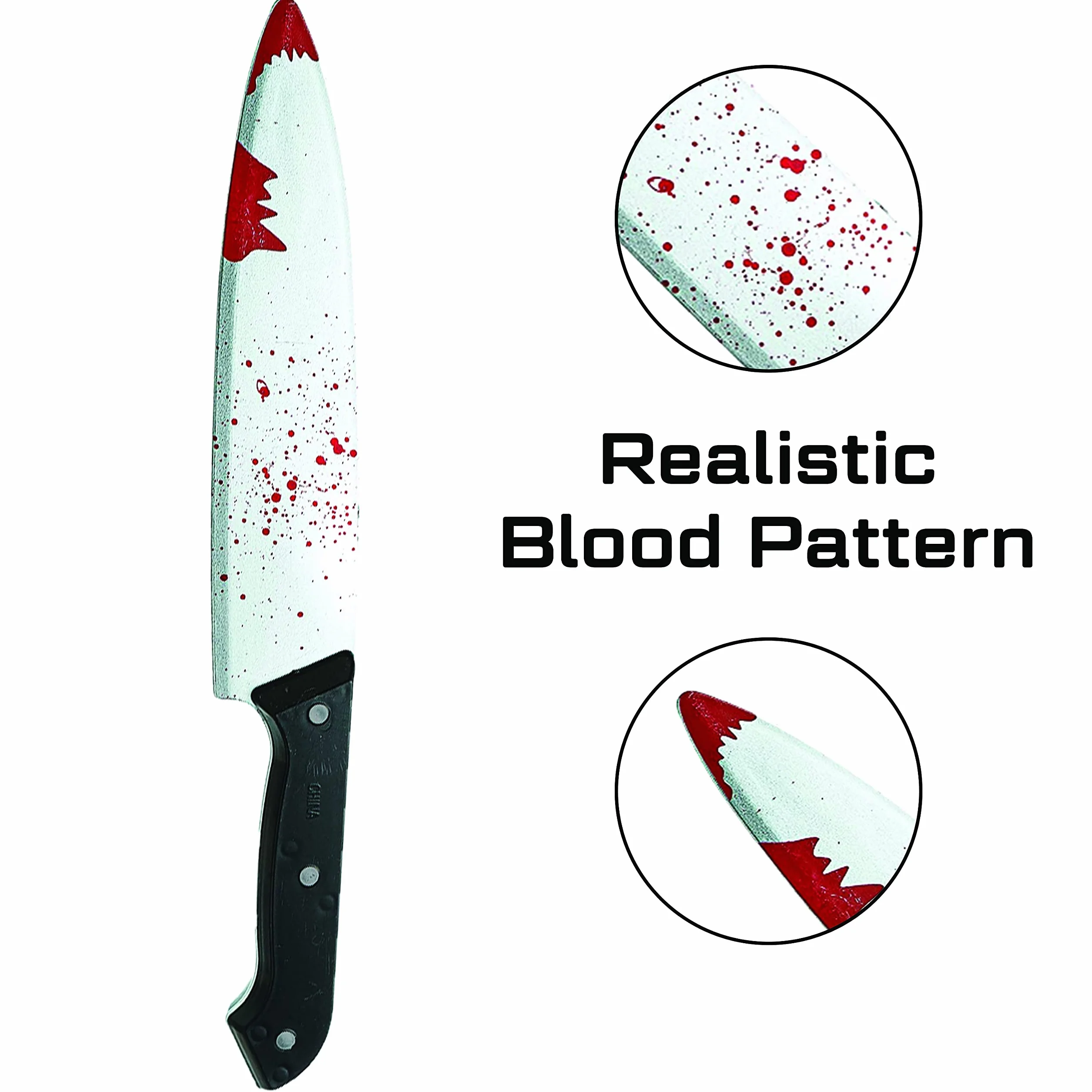 Sztuczny krwawy rekwizyt noża - 30 cm czarny uchwyt do Halloweenu - fantazyjne akcesoria seryjnego mordercy - Slasher Fancy Dress Prop