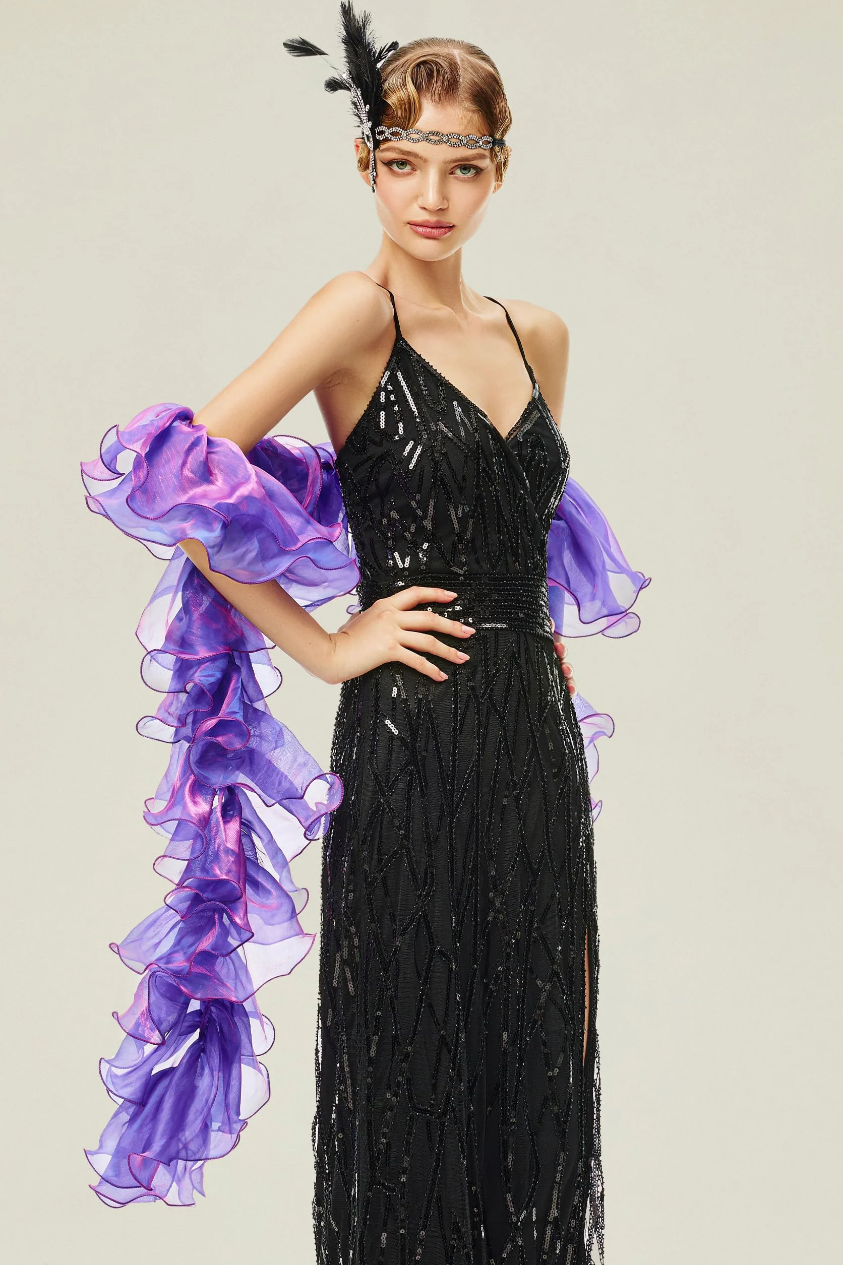 BABEYOND Chandelle Boa Vintage – 200 g, Gatsby-Organza-Boa, akcesoria do klapek z lat 20
