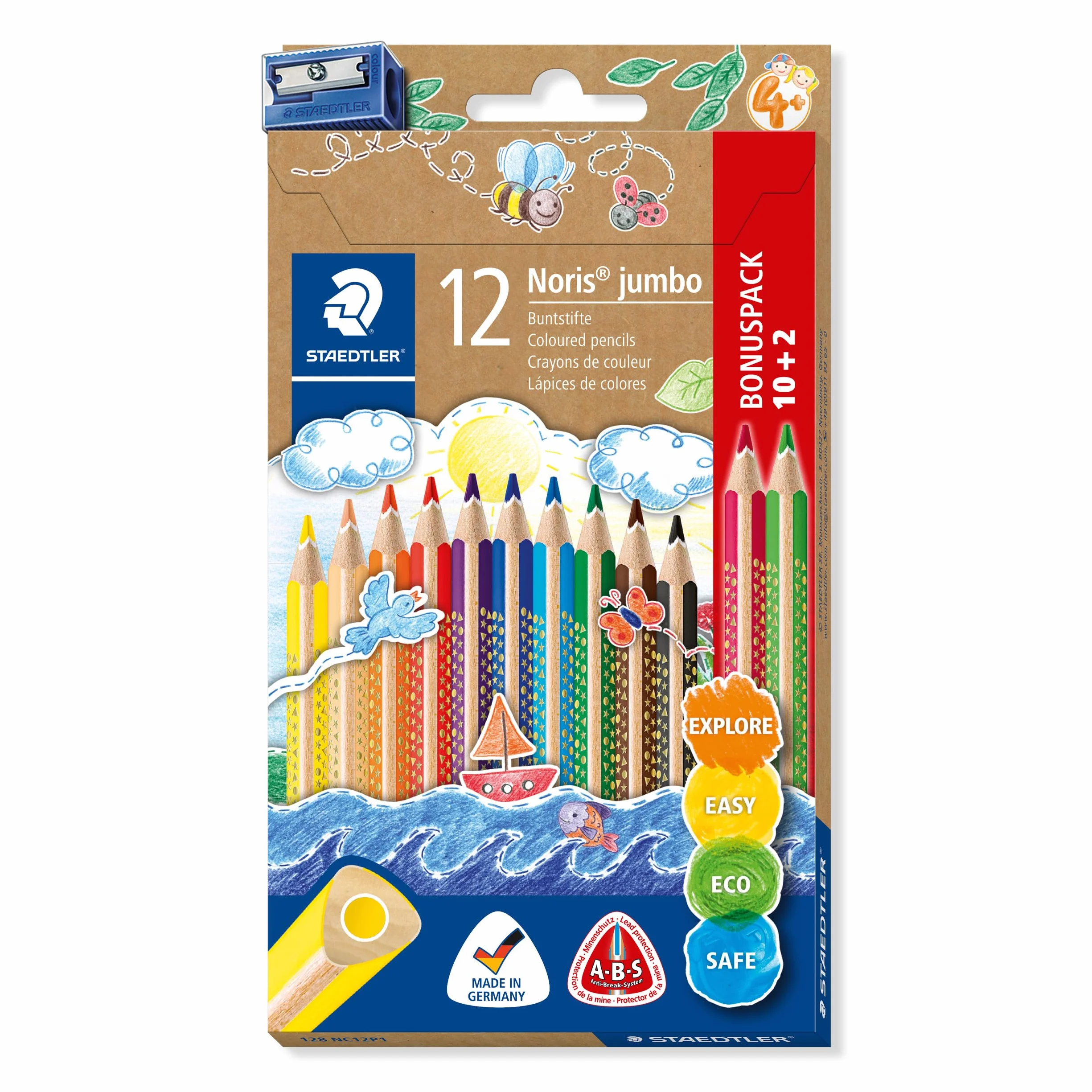 Staedtler Noris Jumbo 128 NC12P1ST Kredki, Wielokolorowy, 12 sztuk